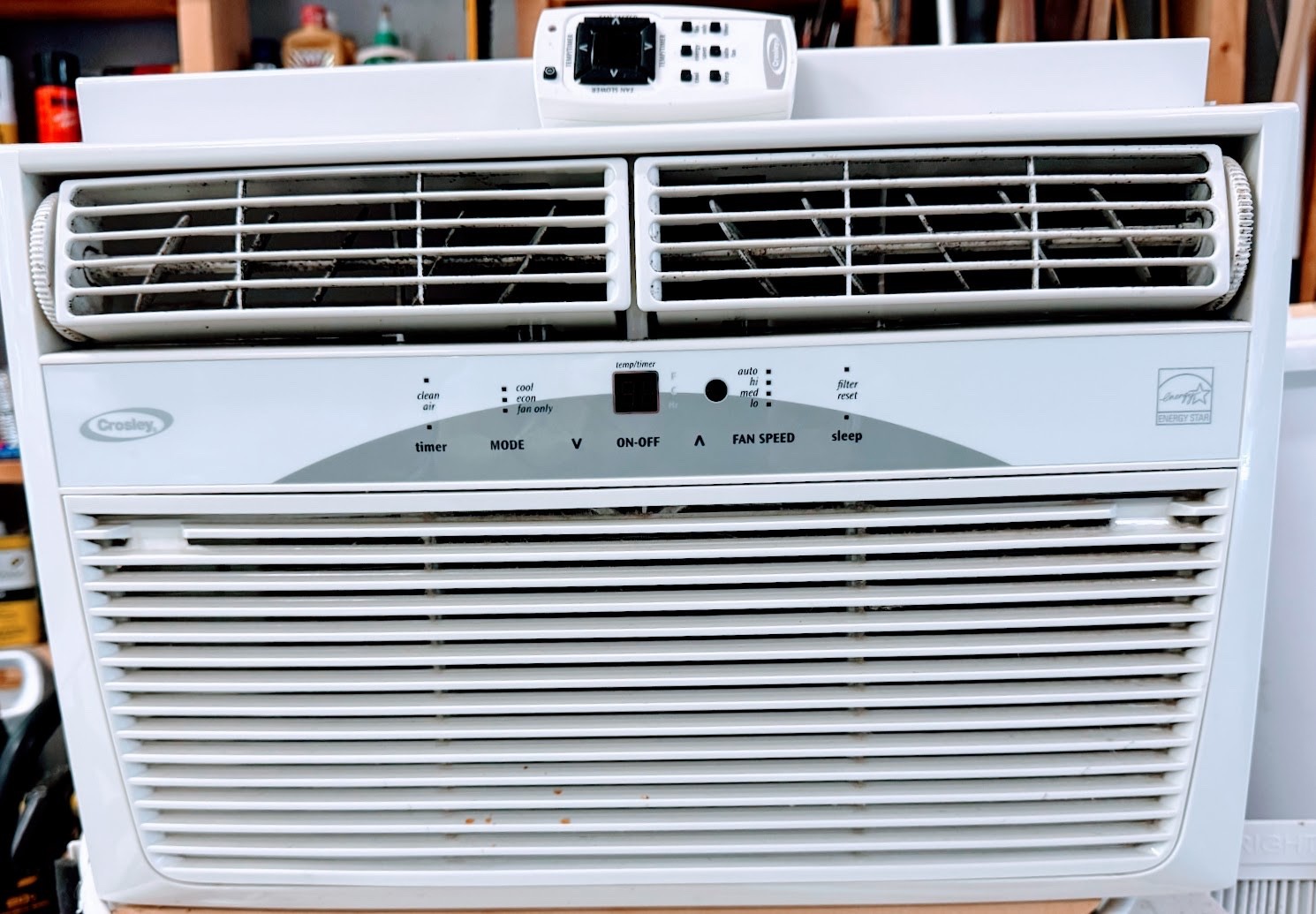 Four used white air conditioners. All working. No longer needed.