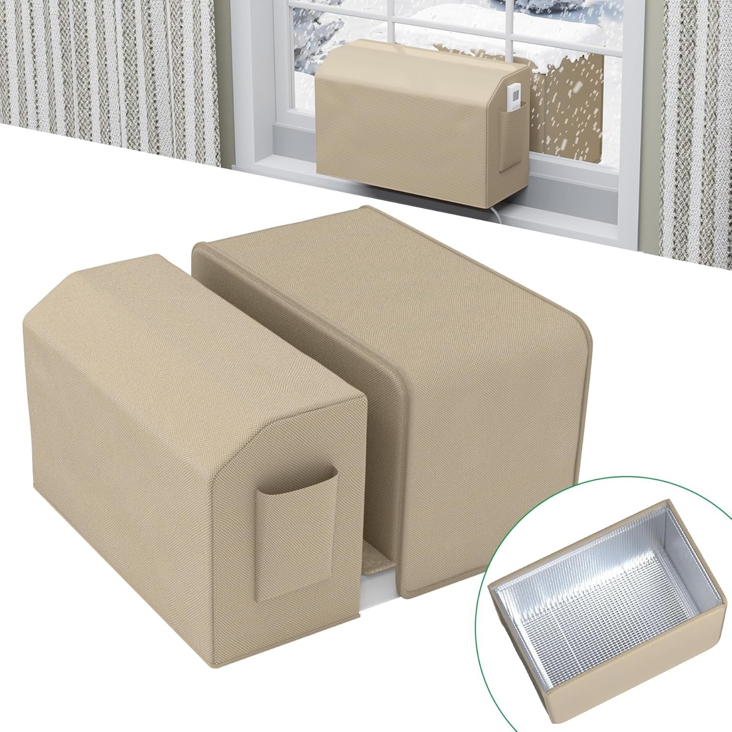 2 Pcs Window Air Conditioner Cover, Compatible with Midea U-shaped Window AC