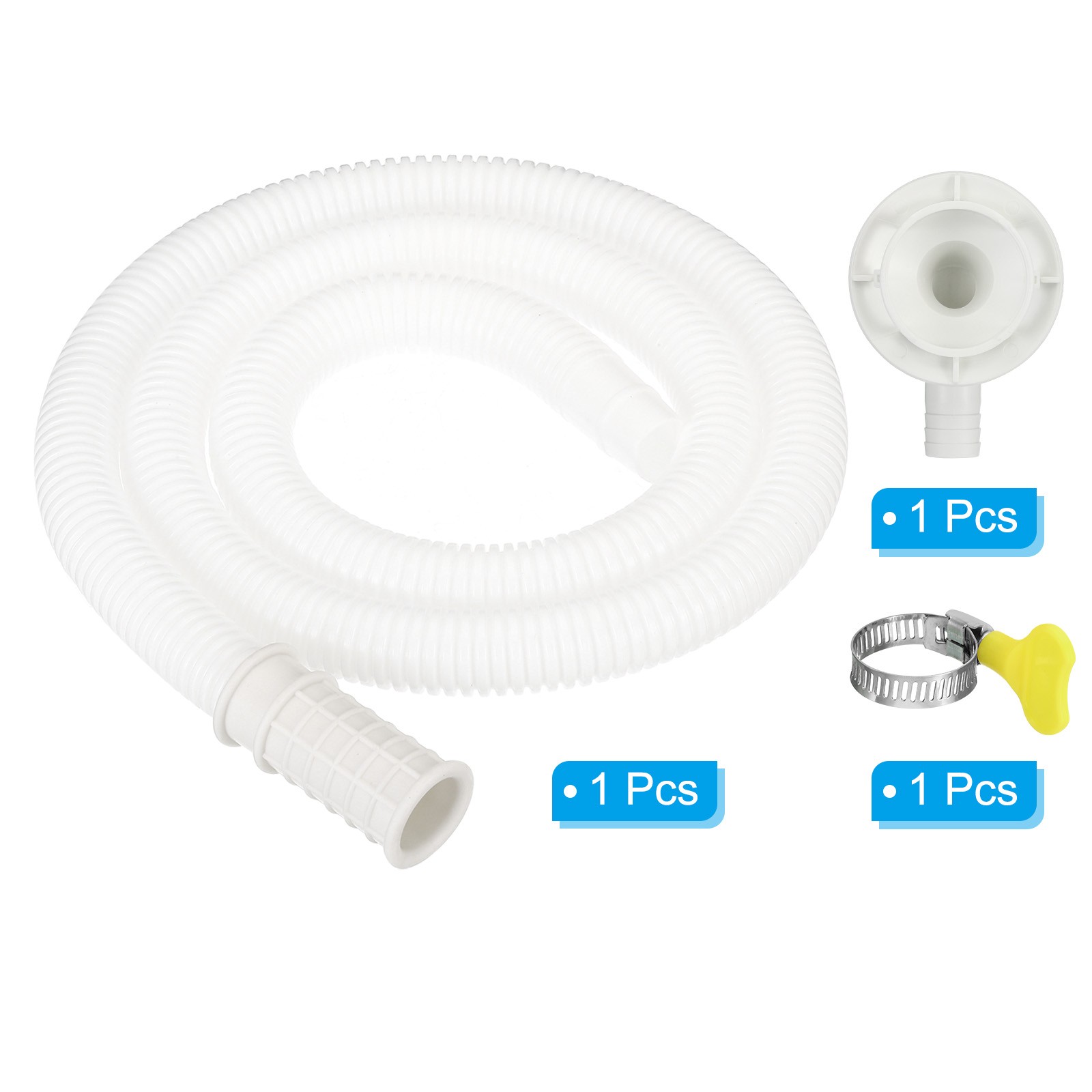 3.3ft Air Conditioner Drain Hose Kit, Hose with Clamp Connector 1, White
