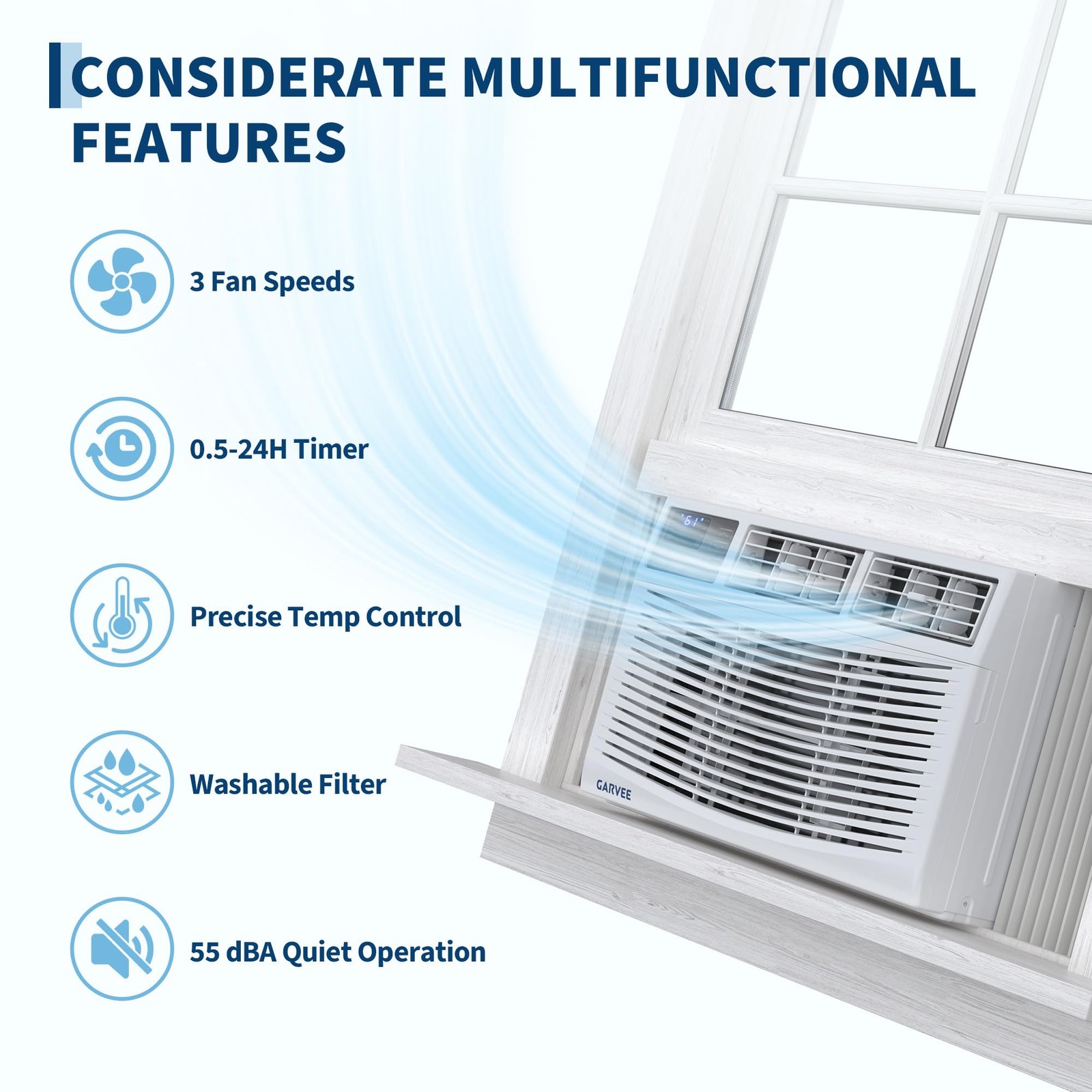 8000 BTU Window Air Conditioner Unit with Remote Control 115V for Bedroom Office