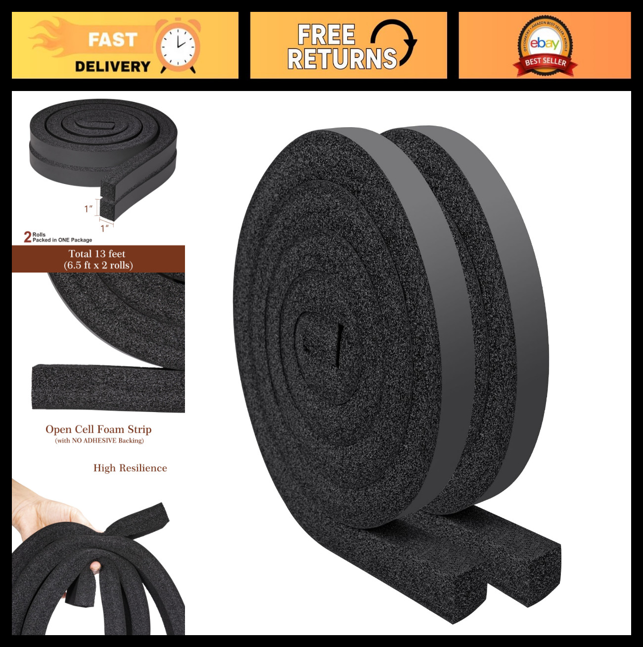 Window Air Conditioner Seal Kit – 13ft Insulation Foam Weather Stripping, Noise