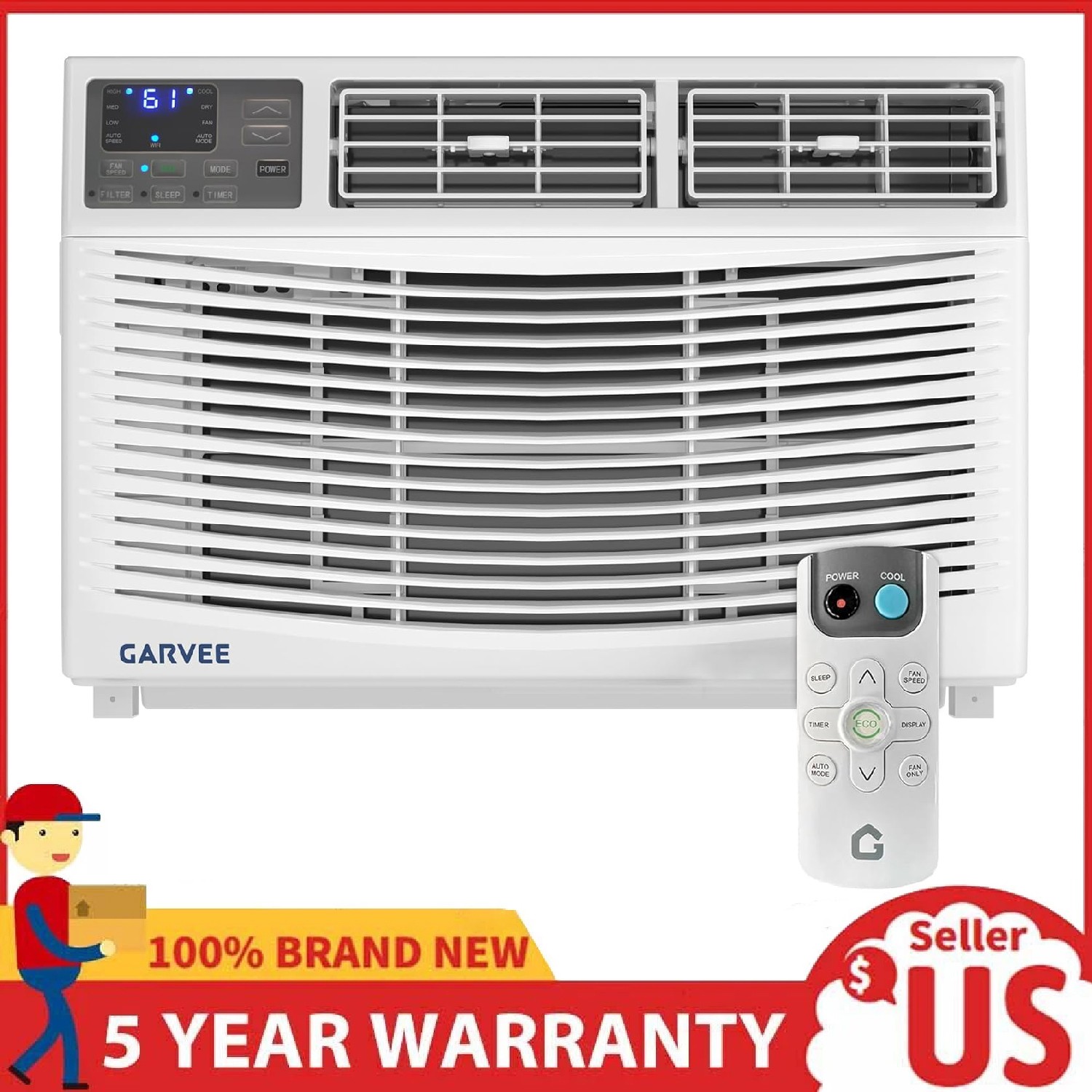 10000 BTU Window Air Conditioner, 3 Cooling & Fan Speeds 450 Sq.ft. for Bedroom