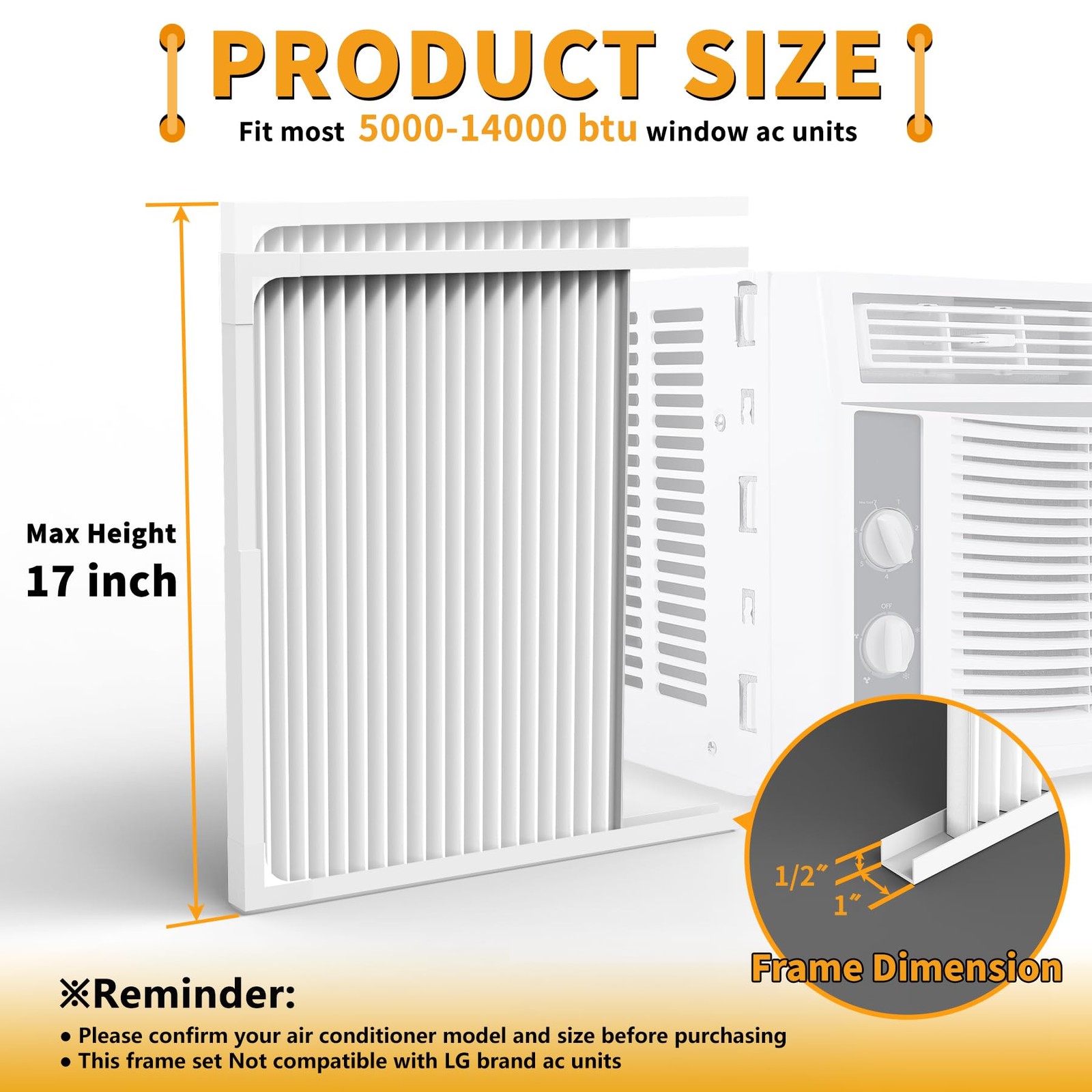 LBG Products Adjustable Fits for Most Window AC Units 5,000-14,000BTU, White