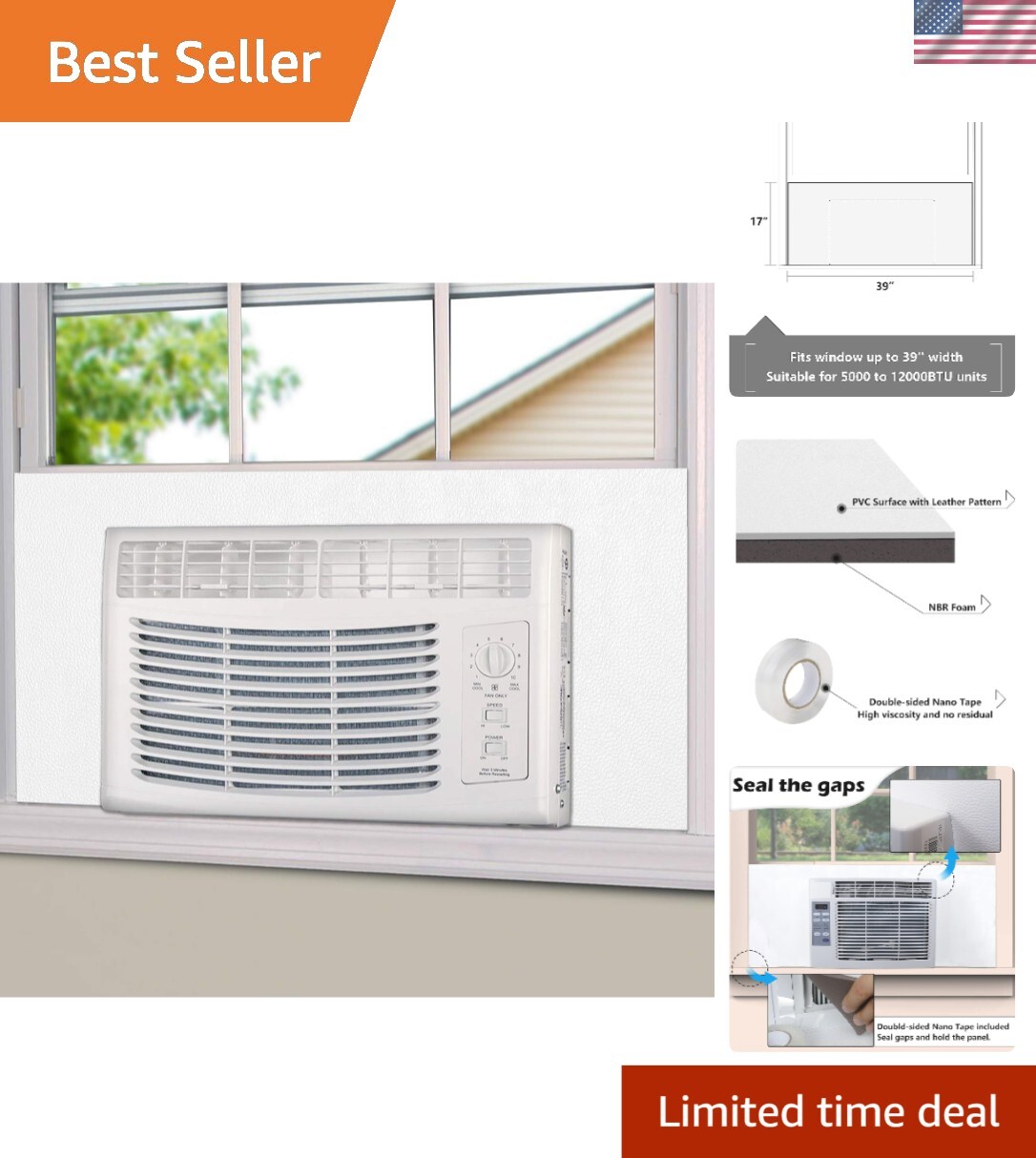 Universal Foam Insulation Panels for 5000-12000 BTU Window AC Units – Easy Fit