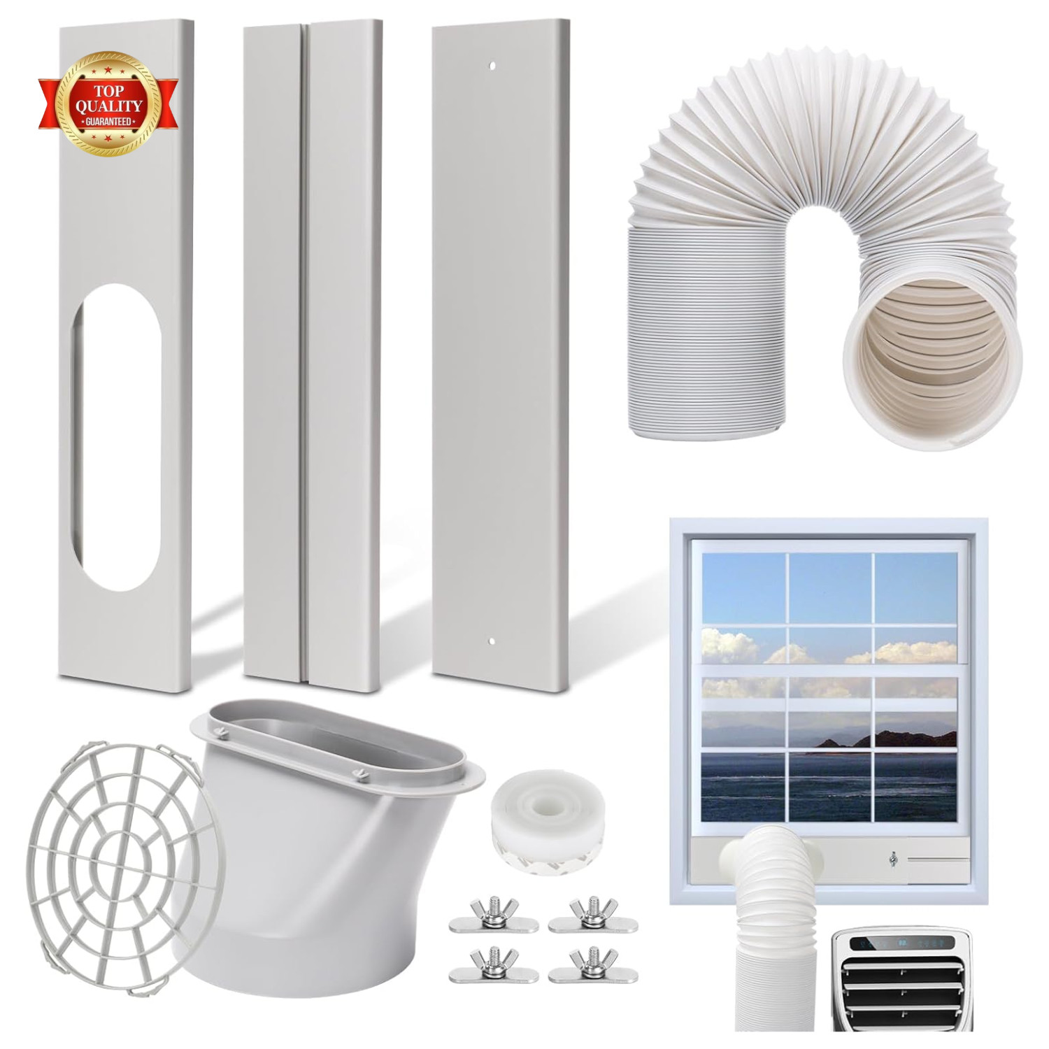 Portable AC Window Vent Kit, AC Seal Kit with 5.9&Prime; Hose for Sliding Windows ….