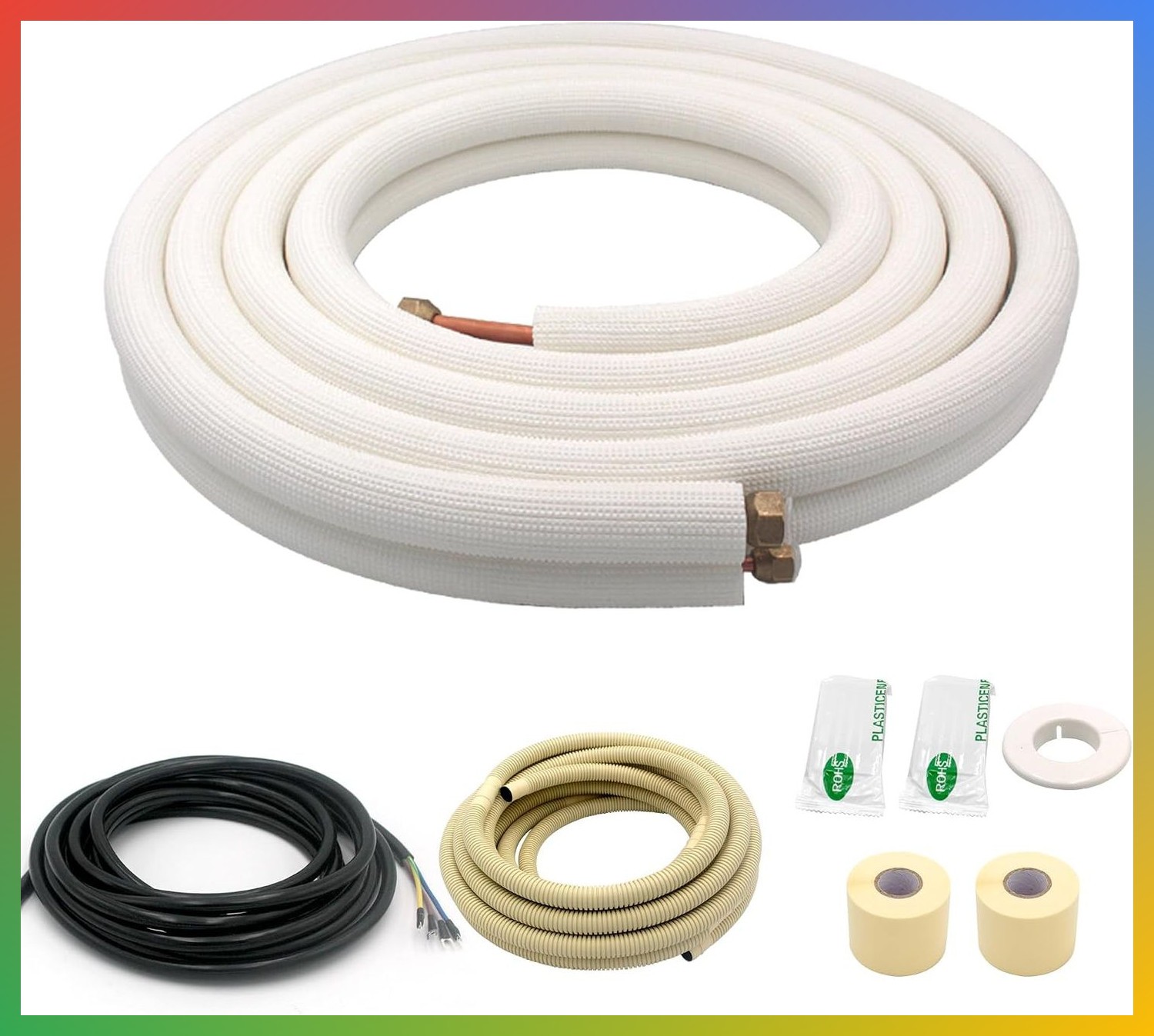 20FT Mini Split Line Set Copper Tube Pipe Extension 1/4 3/8 HVAC Coil