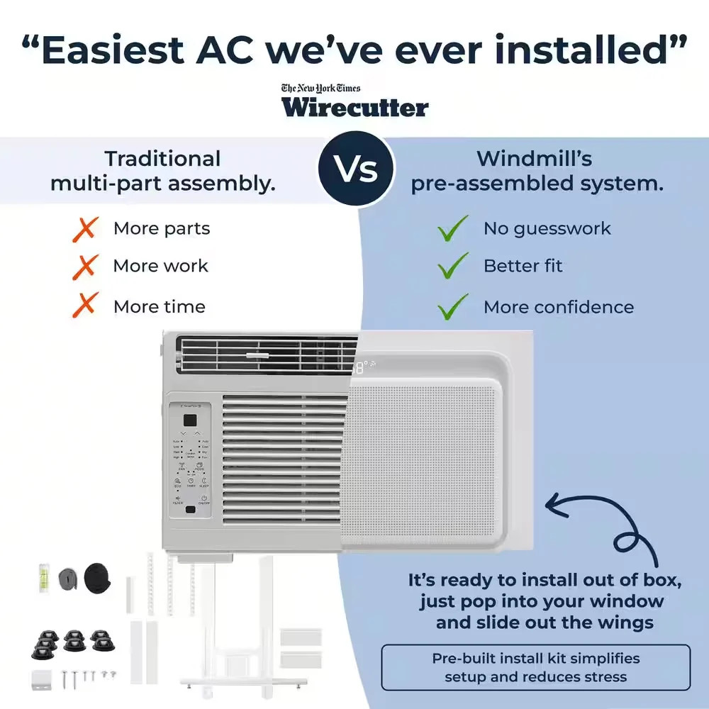 Windmill 6000 BTU Smart Window Air Conditioner 250 sq ft WiFi Remote Quiet W1W12