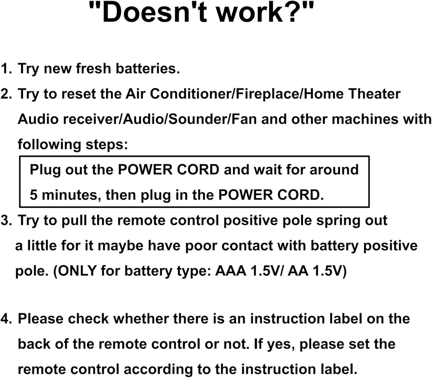 Replacement for Frigidaire Air Conditioner Remote Control Model Number RG15D E