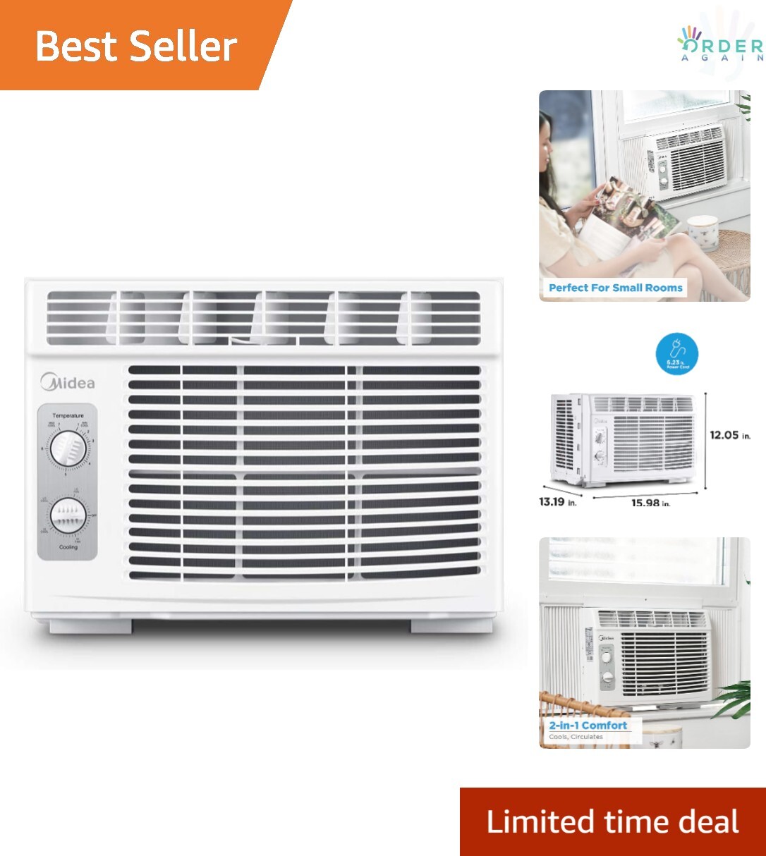 Small Window Air Conditioner 5000 BTU Copper Filter Quiet Cool for Bedroom Li…