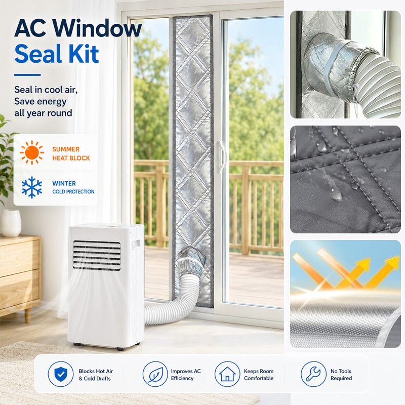 Padded Portable Ac Window Seal Kit for Air Conditioner Exhaust Hose Insulation