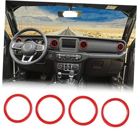 Interior Trim Kit Dashboard Air Conditioner Vent Ring Interior Accessories Red