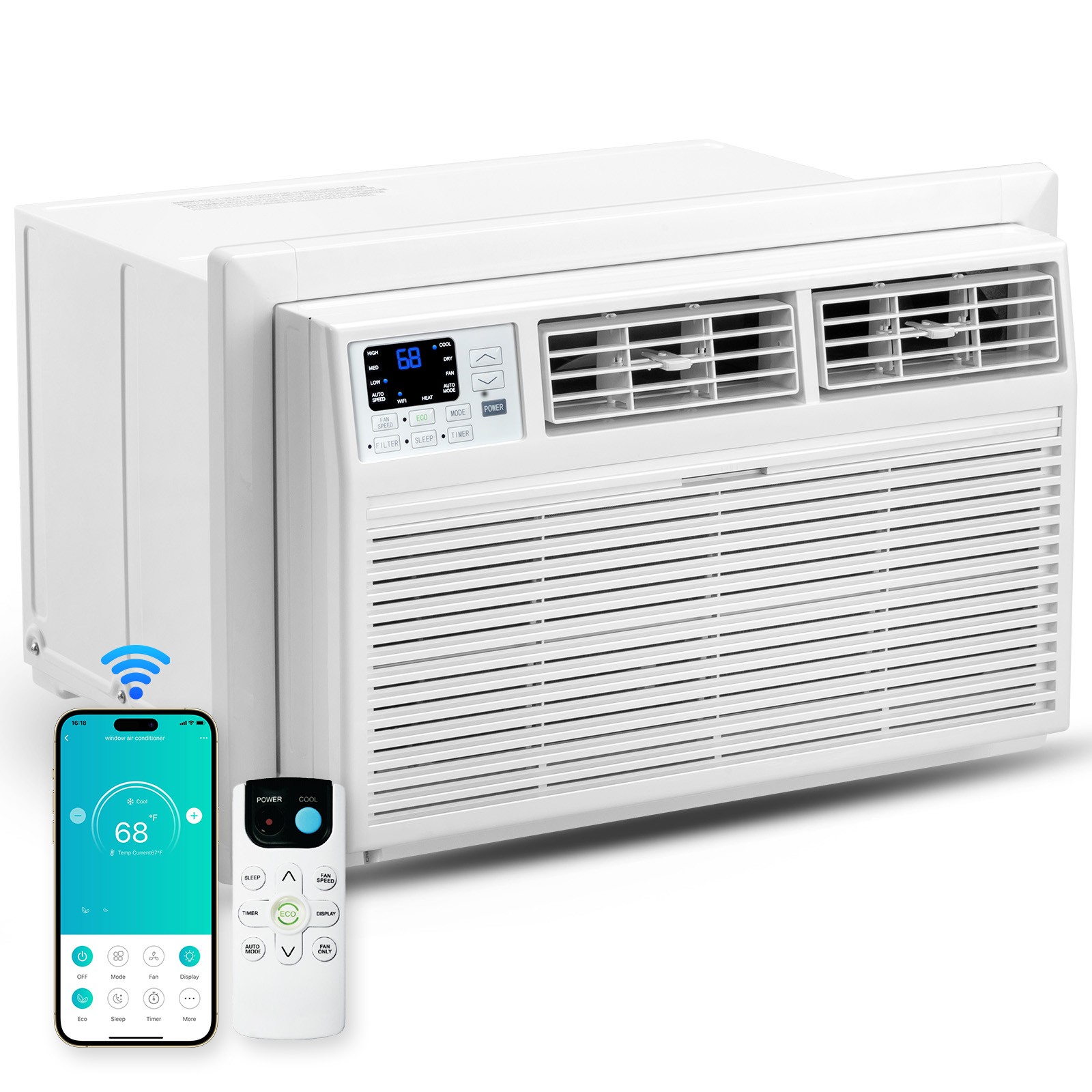 Electric 8000 – 12000 BTU Window Air Conditioner Unit Wifi Heating Indoor Room