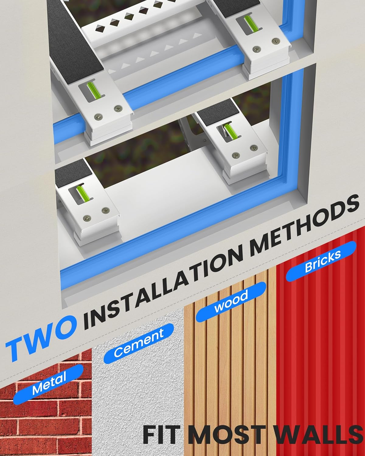 Window AC Bracket, Heavy Duty Window Air Conditioner Support Brackets with 2 Arm