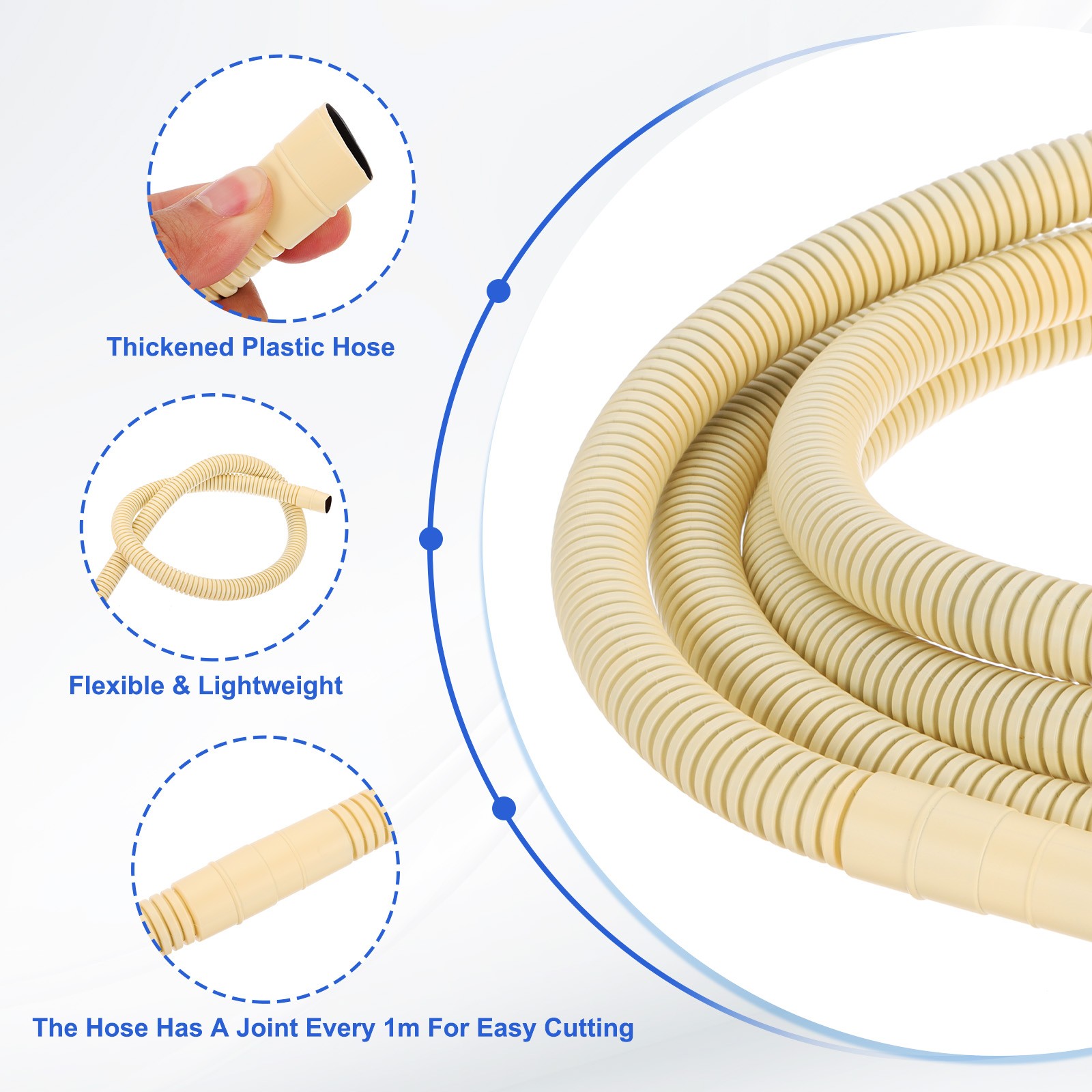 13Ft Air Conditioner Drain Hose Universal AC Drain Hose with Straight Connector