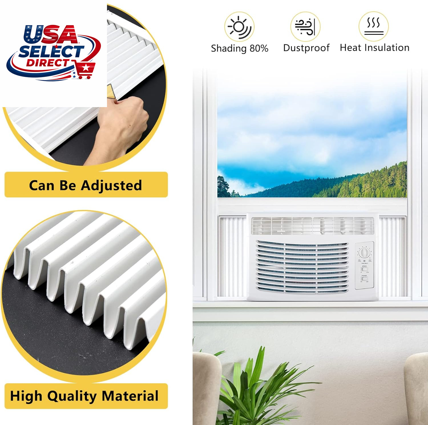 Window AC Side Panel Curtain Kit with Frame, Fits Most 8000 BTU Units