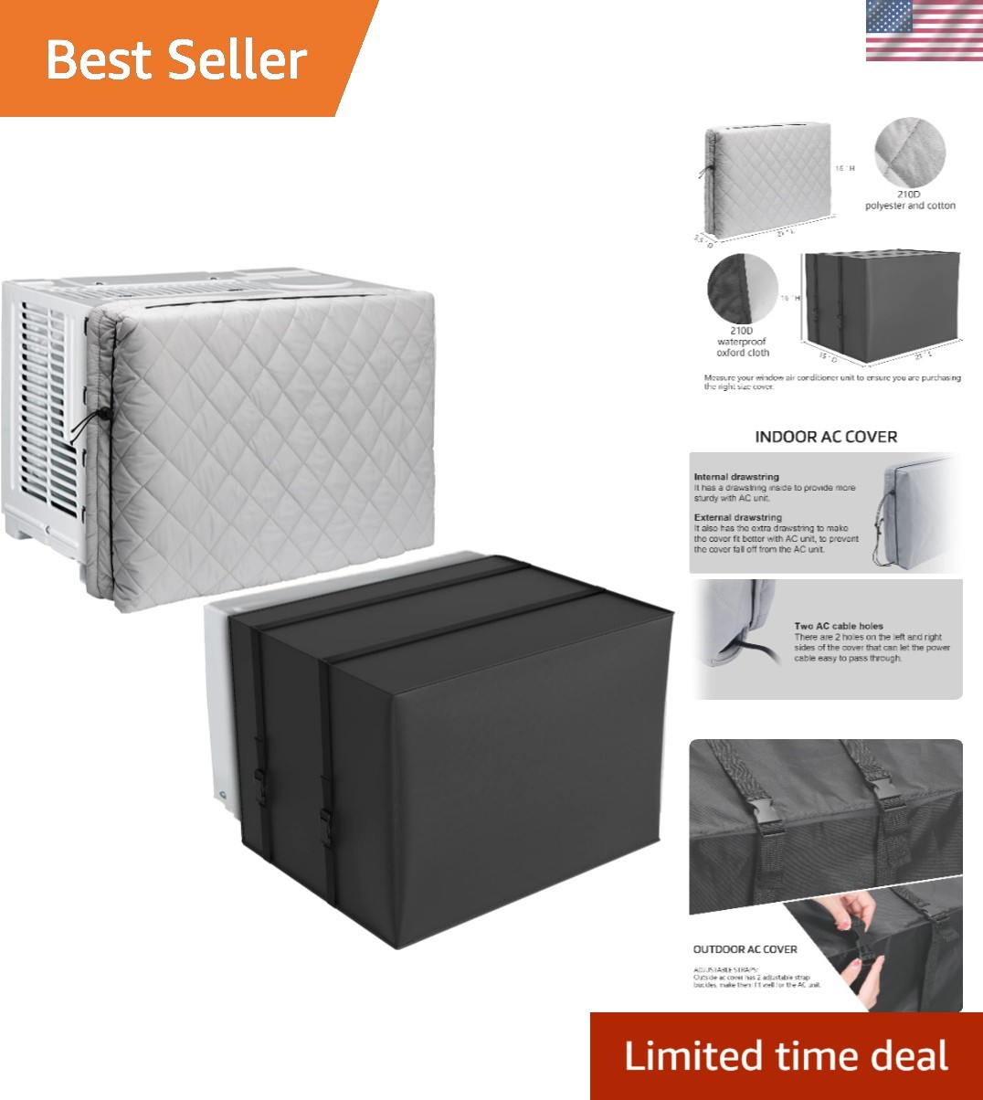 2 Pack Waterproof Air Conditioner Covers – Indoor & Outdoor Protection Set