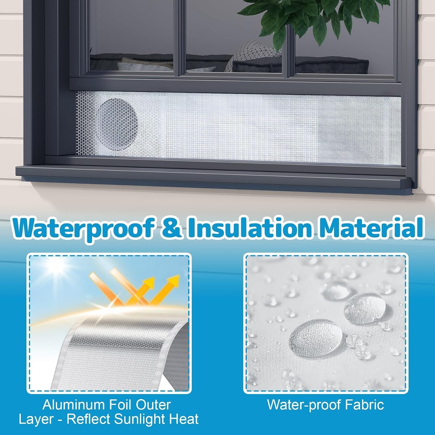Portable Air Conditioner Window Kit Insolated Vent Seal for 40-64 Inch Windows