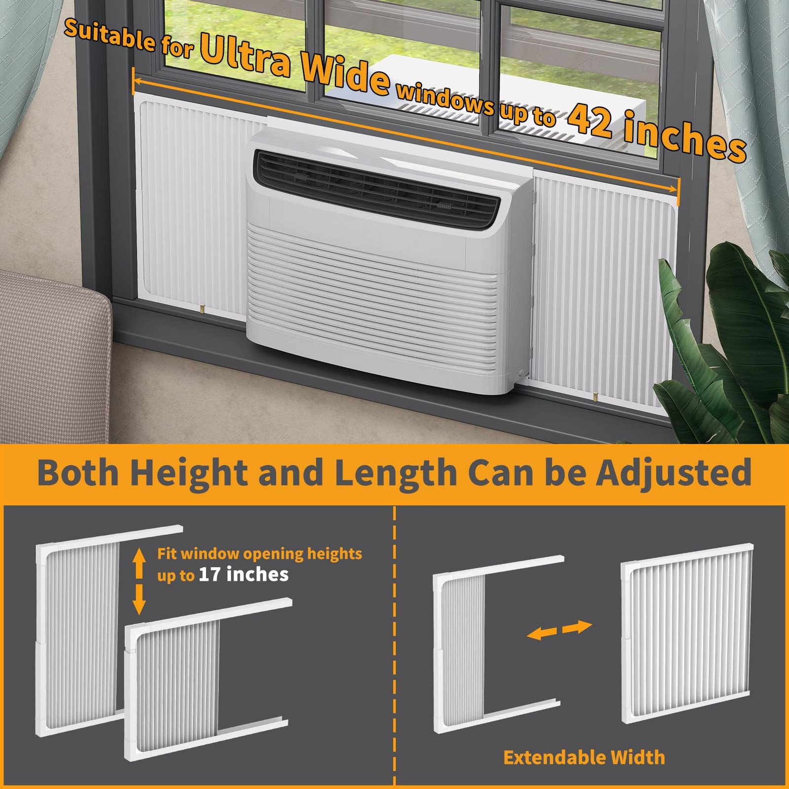 LBG Products Adjustable Fits for Most Window AC Units 5,000-14,000BTU, White