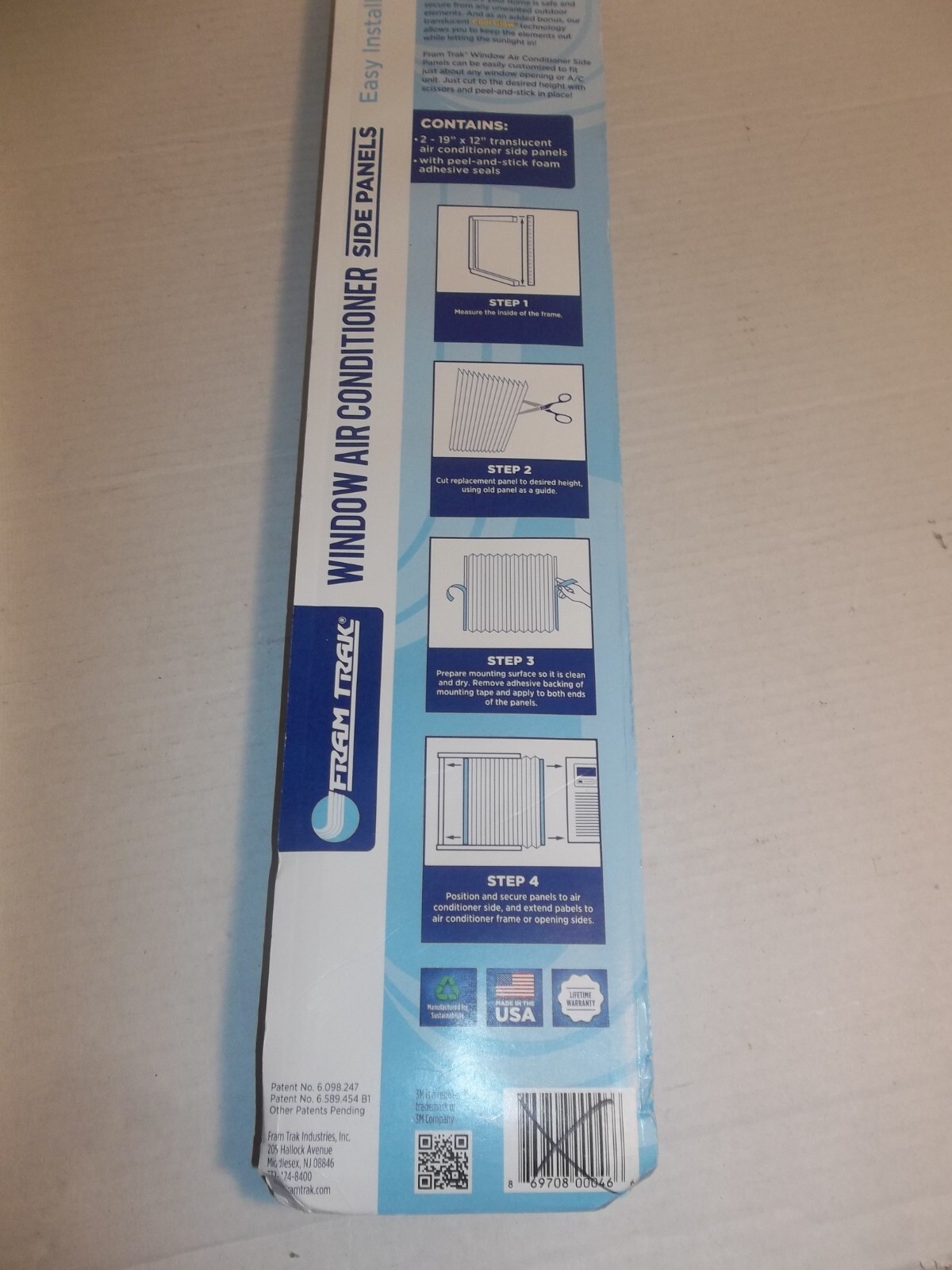 Fram Trak Air Conditioner Accordion Side Panels 19&Prime; x 12&Prime; 3M Peel-Stick