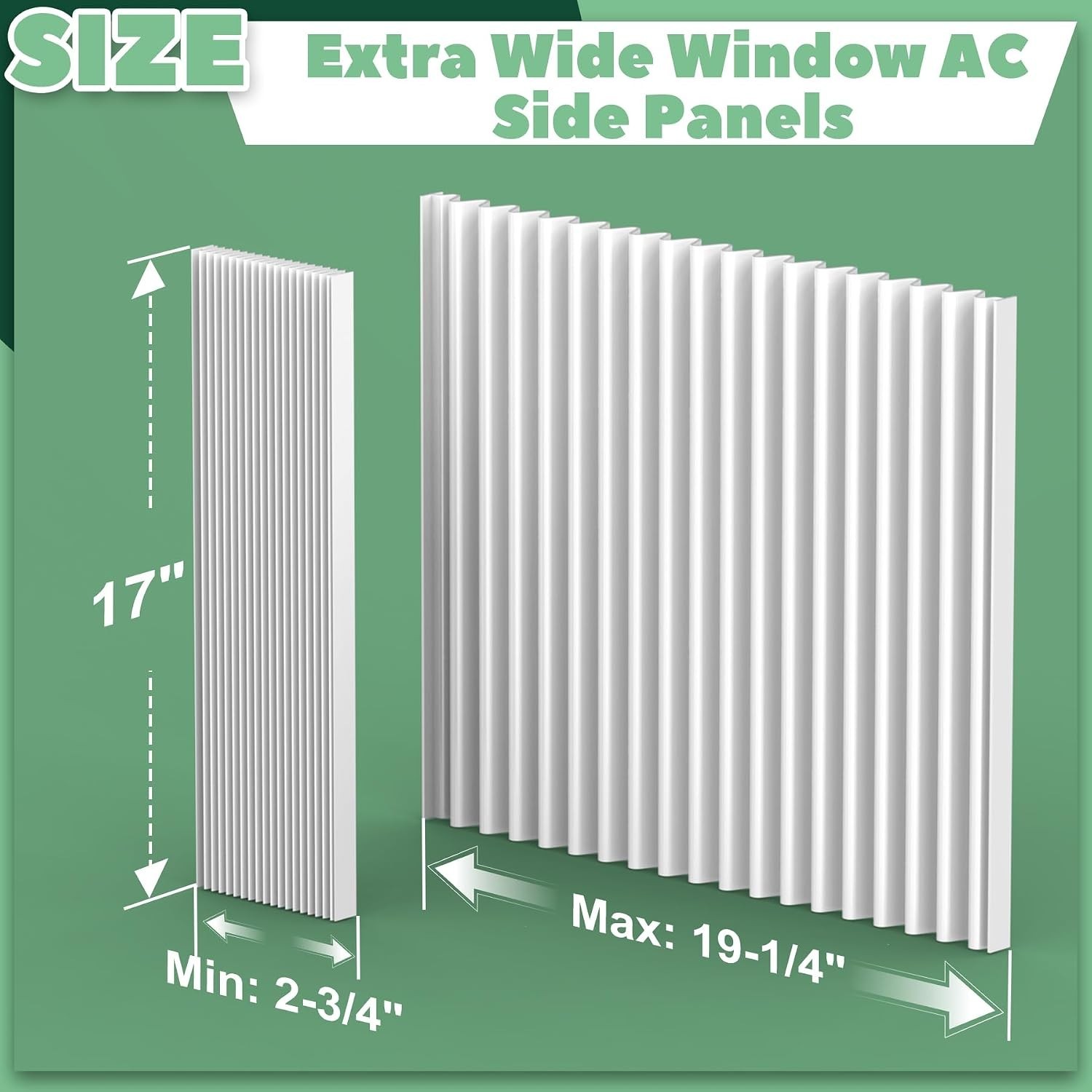 Window Air Conditioner Side Panels, 17&Prime; H x 19-1/4&Prime; W Extra Wide AC Side Panel,