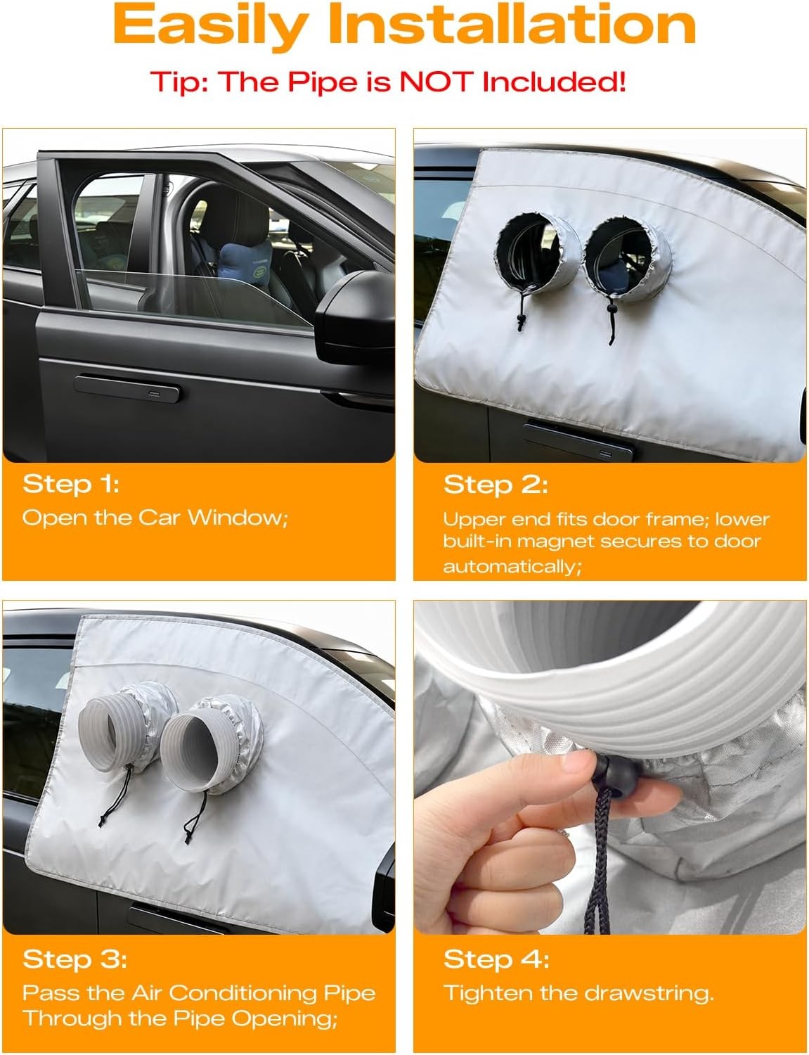 Portable Air Conditioner Window Kit Car Window Vent Seal Kit for Ac/Dryer | Fit