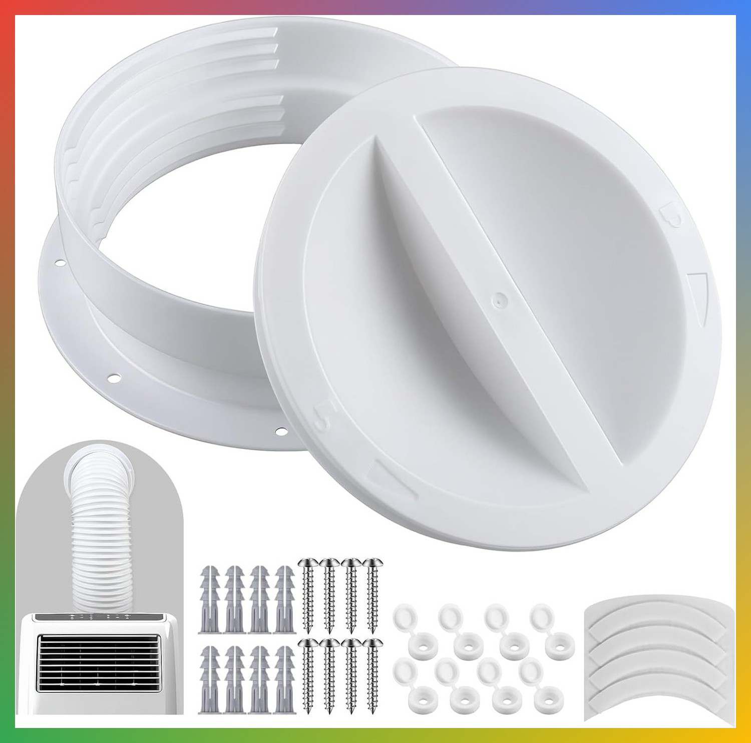 Portable AC Vent Connector 6 Inch 6.5 Inch White Plastic Hose Adapter Kit