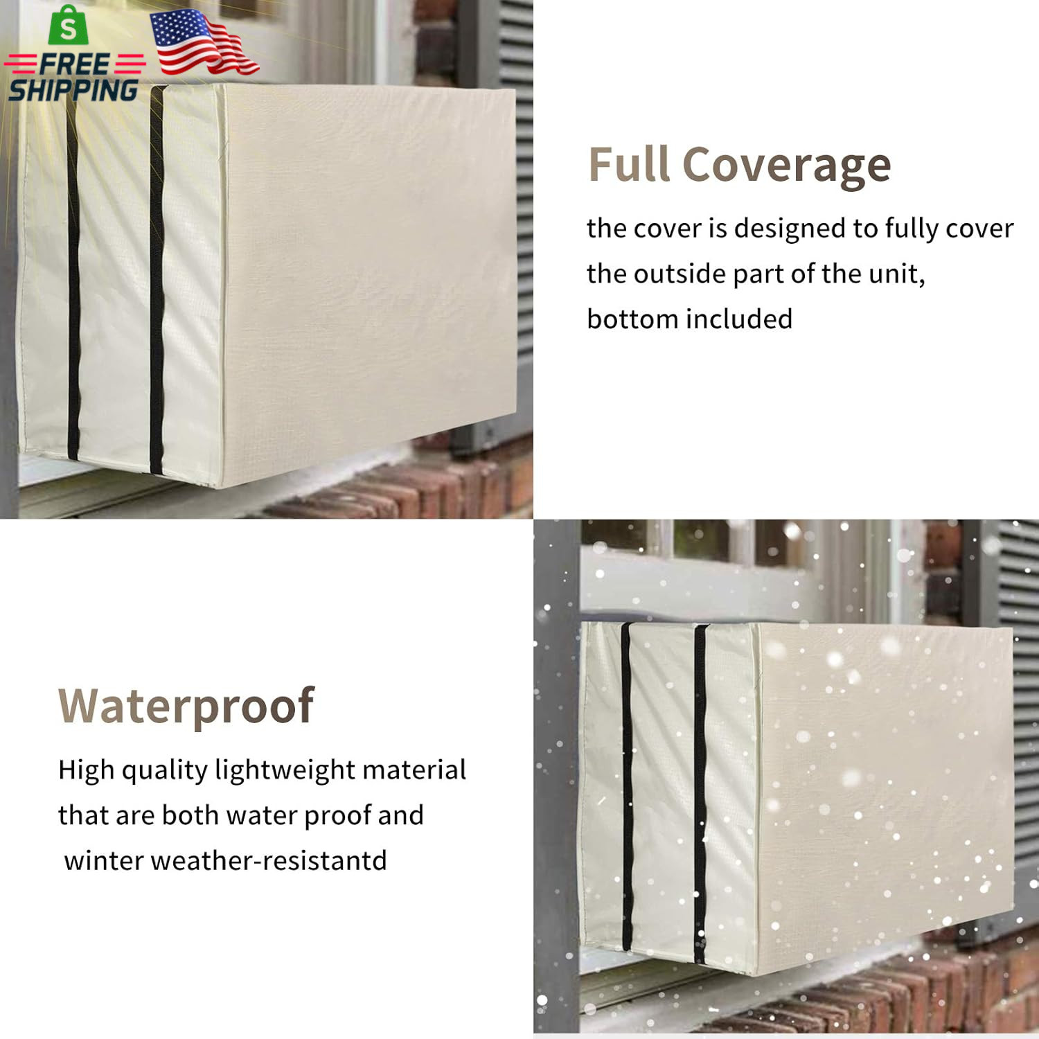 Window Air Conditioner Cover L 27&Prime;W X 23&Prime;D X 18&Prime;H Beige