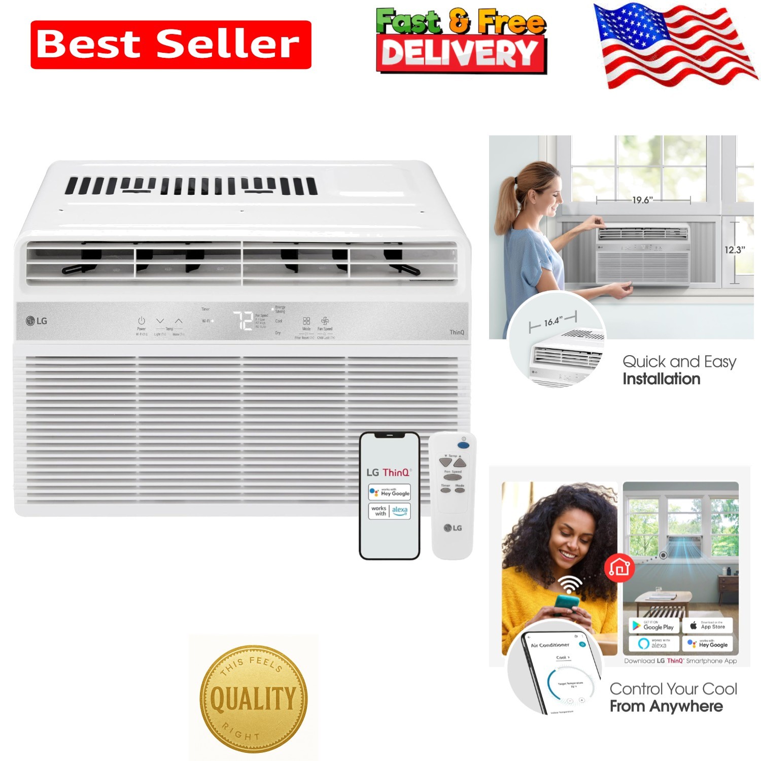 App-Controlled 8000 BTU Window Air Conditioner: Efficient Cooling for 350 Sq Ft