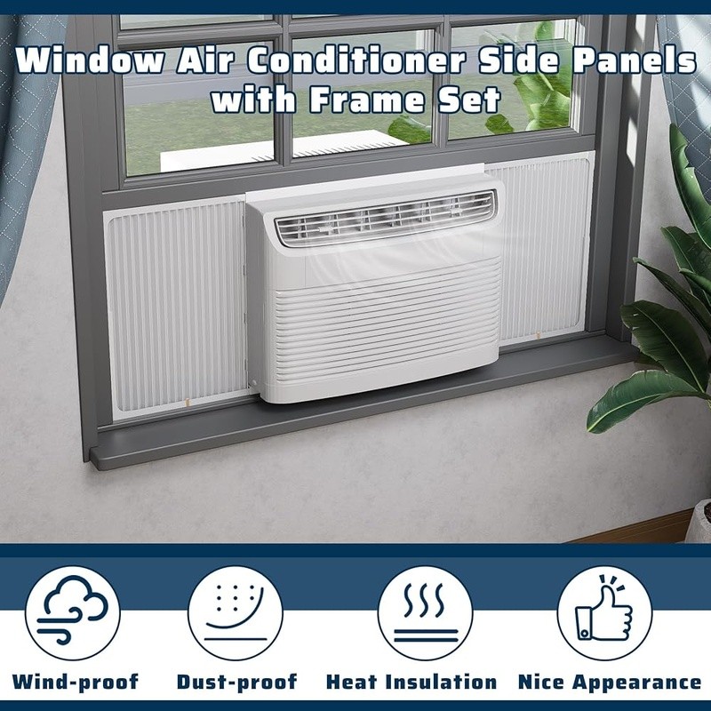 Adjustable Window AC Side Panels Kit Easy Install Dustproof Windproof Frame New