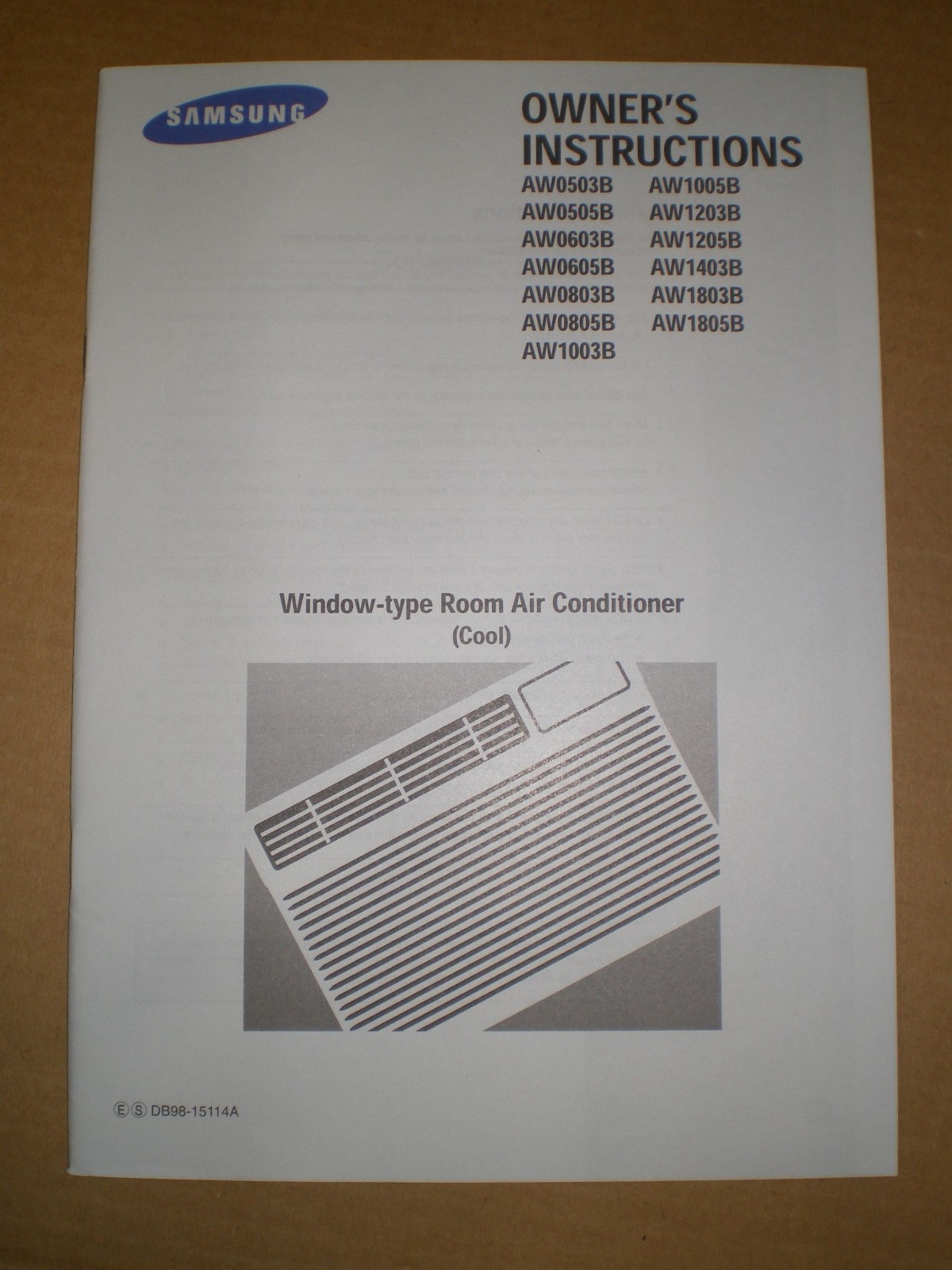 Samsung AW-series Window-type Air Conditioner Manual Set (see supported models)