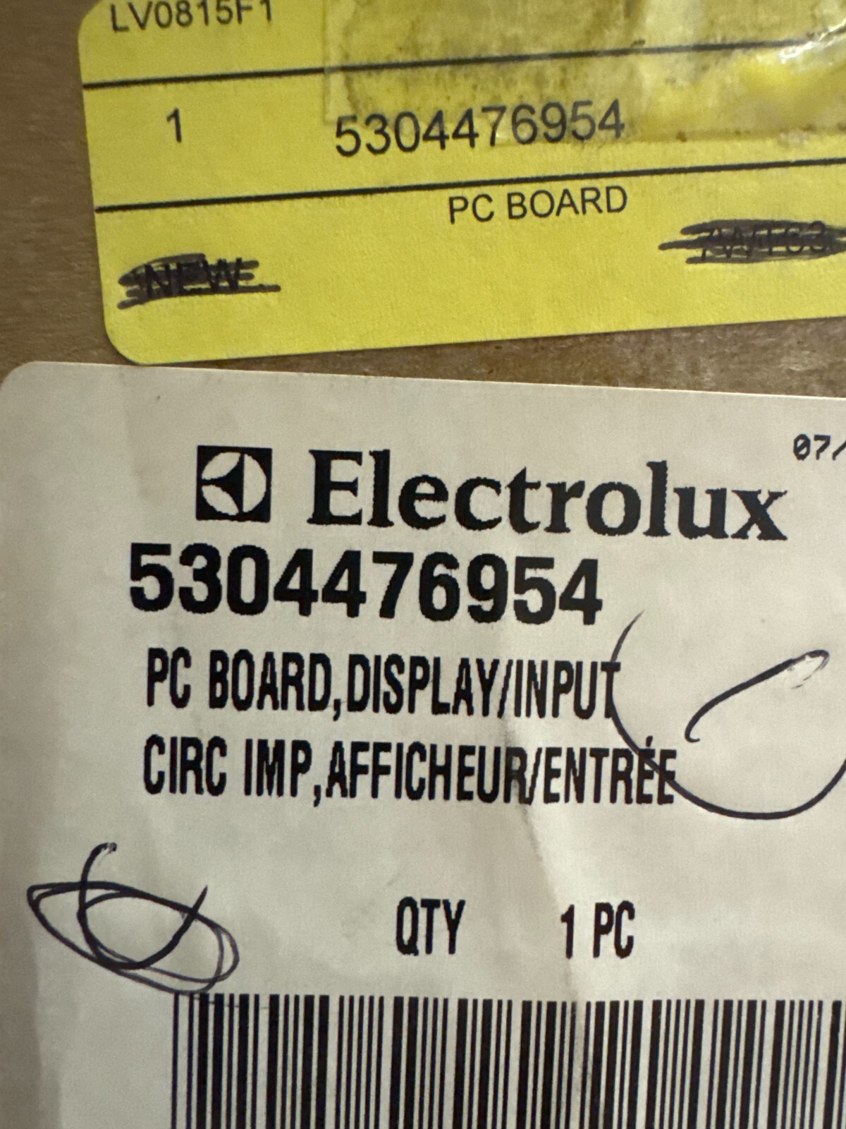 Genuine OEM Electrolux 5304476954 Room Air Conditioner PC Board Display/Input