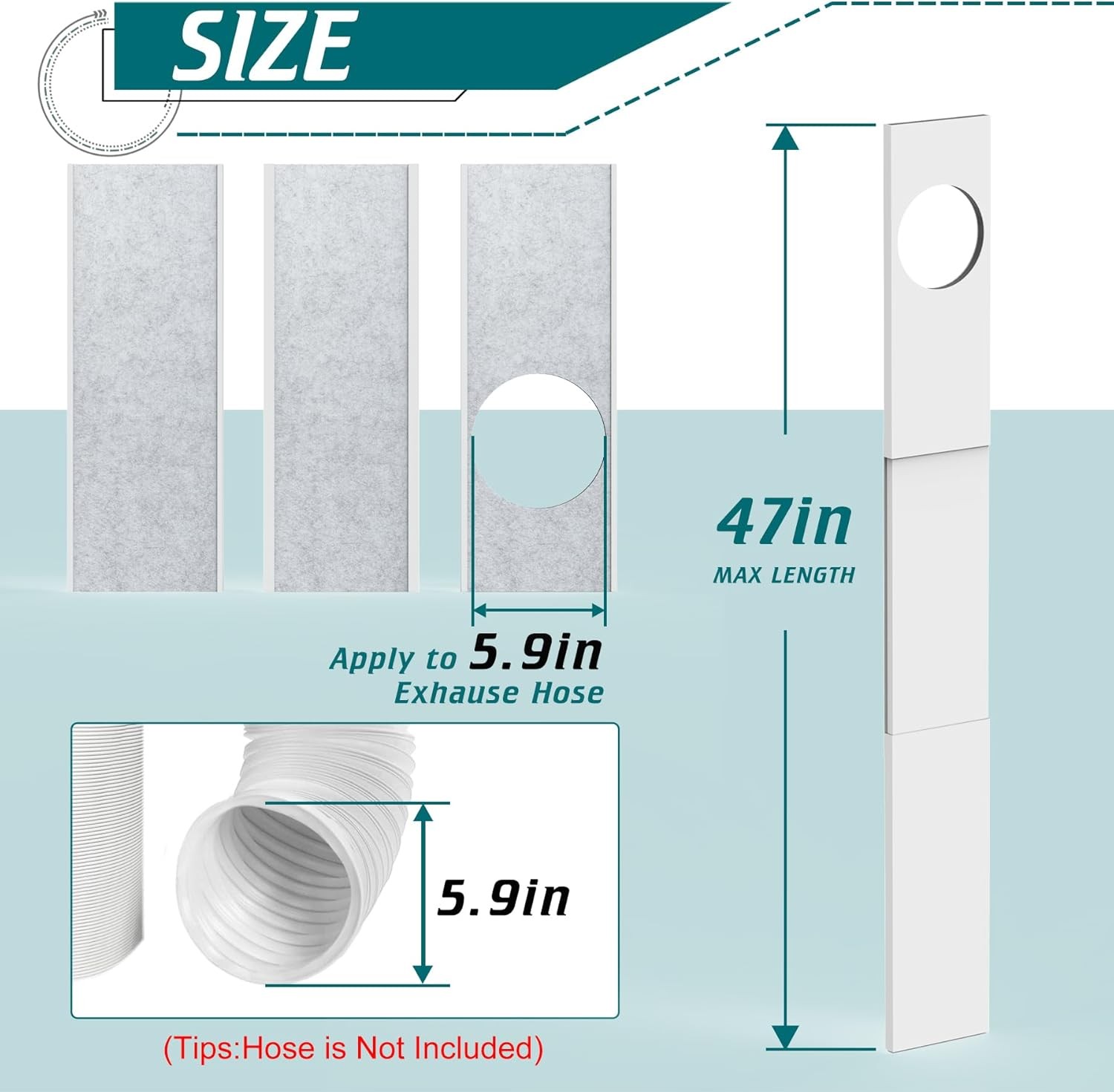 Portable Air Conditioner Window Kit With Foam Insulation,Heat And Noise 5.9 IN