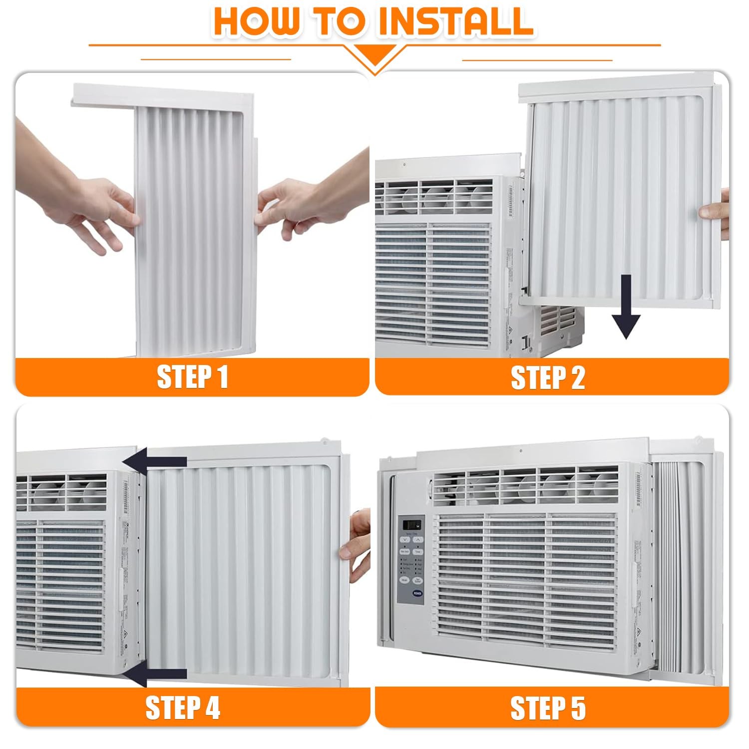 Window Air Conditioner Side Panel with Frame, Universal Window AC Accordion Fill