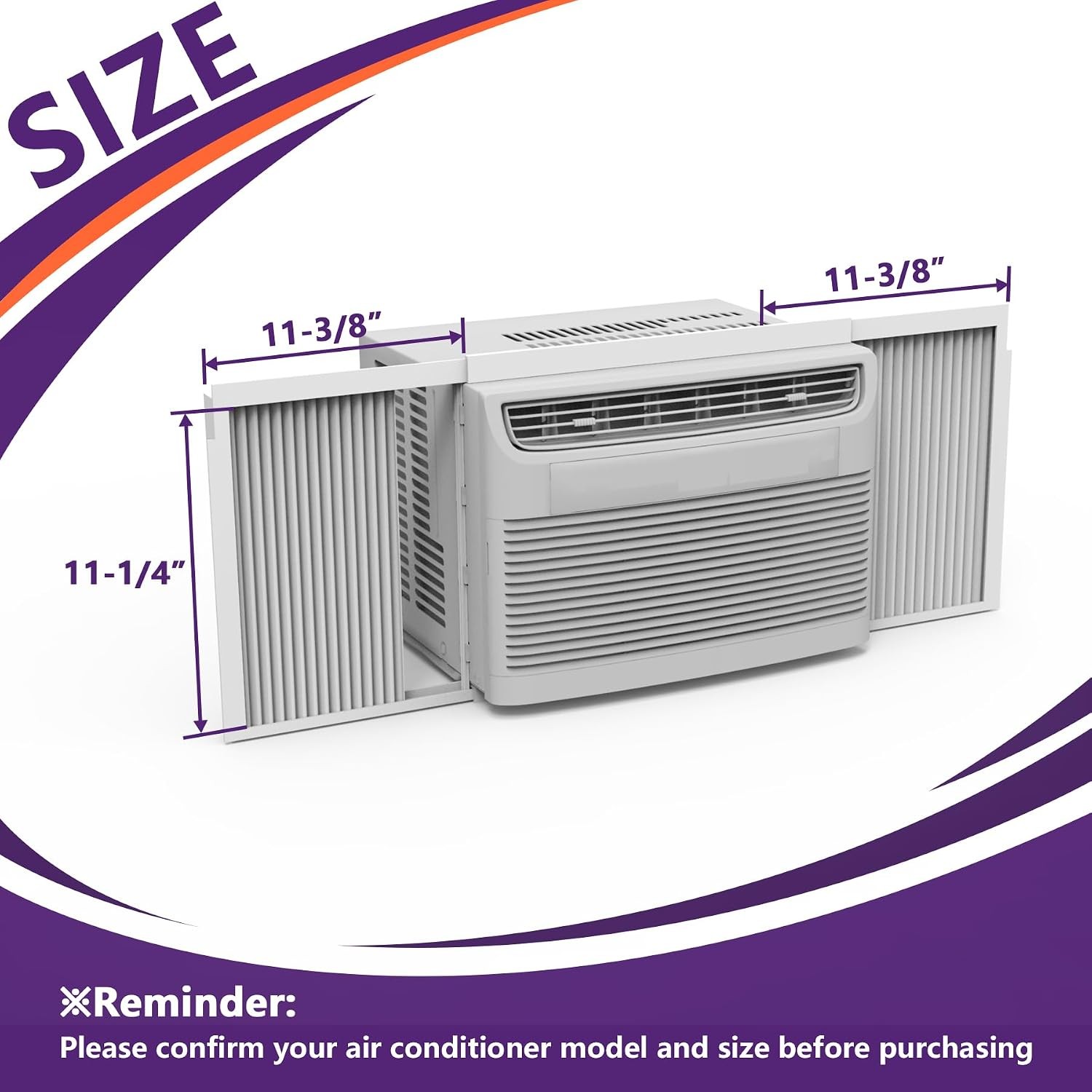 Window AC Side Panels with Frame, Accordion Filler