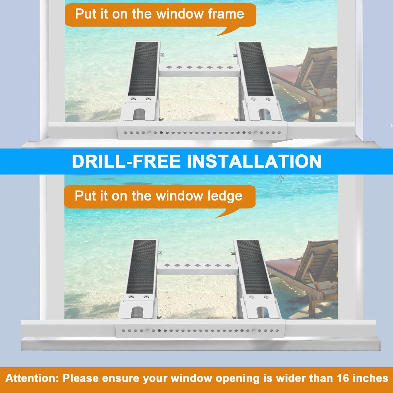 Universal Window Air Conditioner Support Bracket, No Drilling Heavy-Duty AC