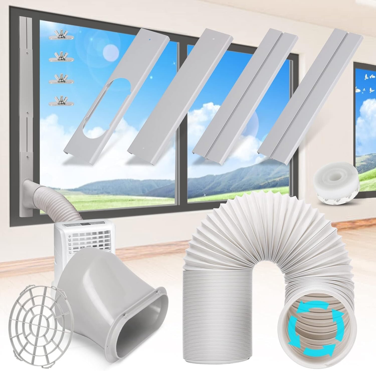 Portable Air Conditioner Window Vent Kit 5.9� Exhaust Hose Adjustable Universal