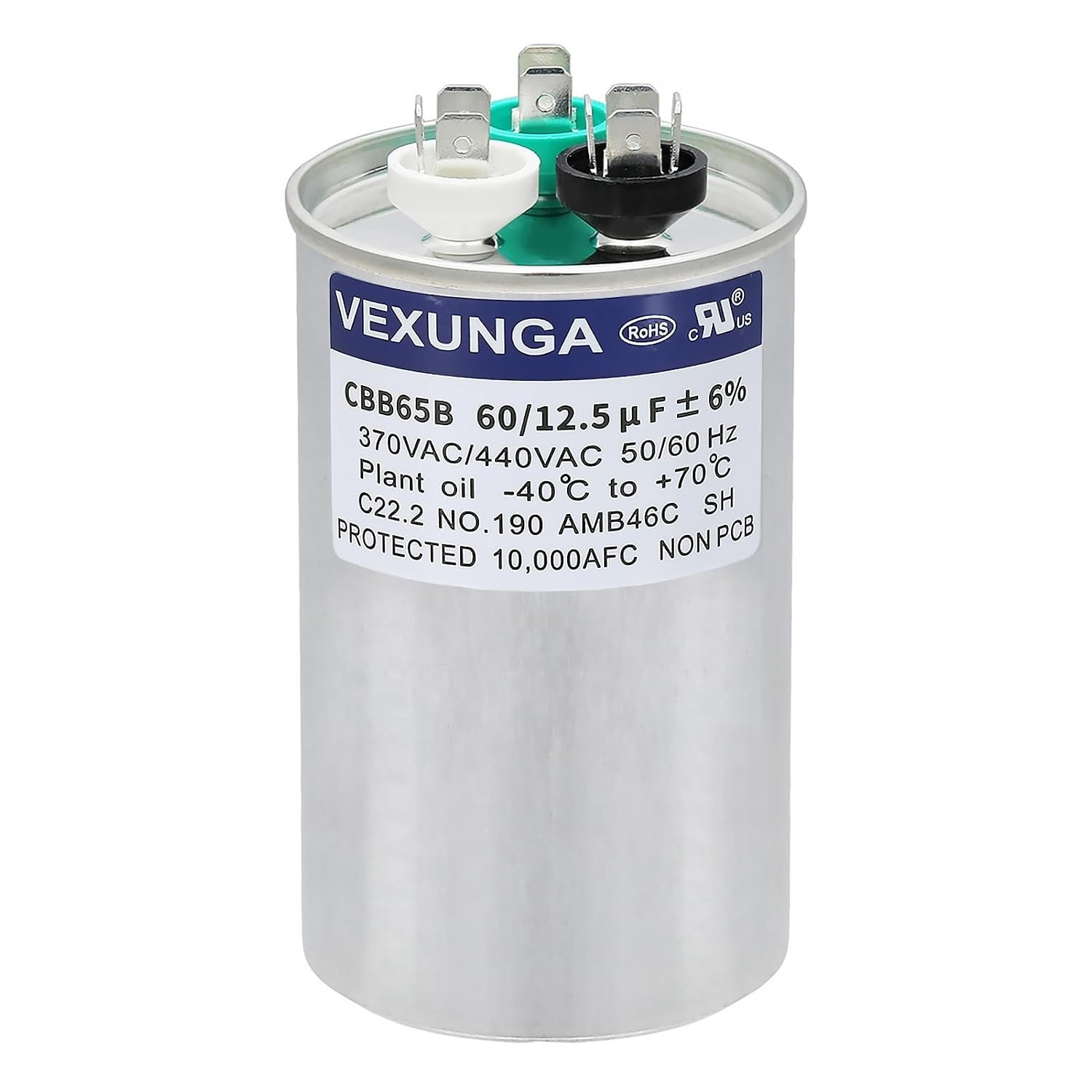 High-Performance 60/12.5uF Dual Run Capacitor for AC Units & Heat Pumps