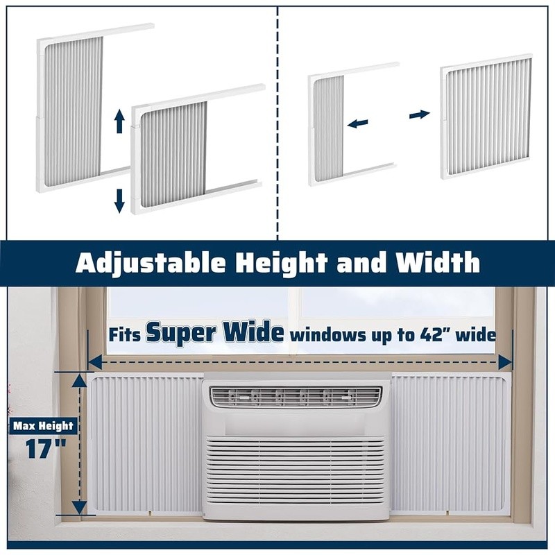 Adjustable Window AC Side Panels Kit Easy Install Dustproof Windproof Frame New