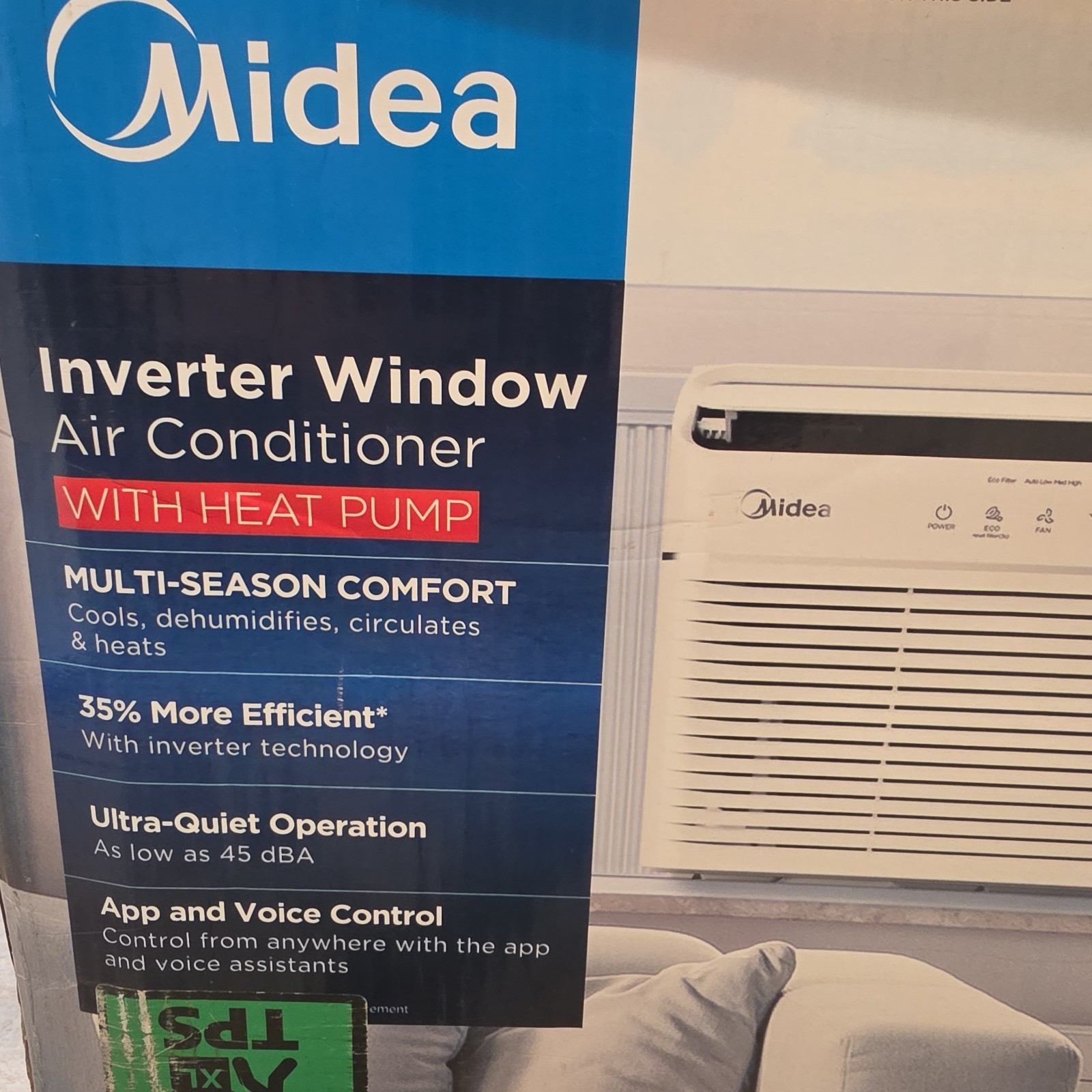 Midea 8,000 BTU Smart Inverter Air Conditioner Window Unit 8,000 BTU with Heat