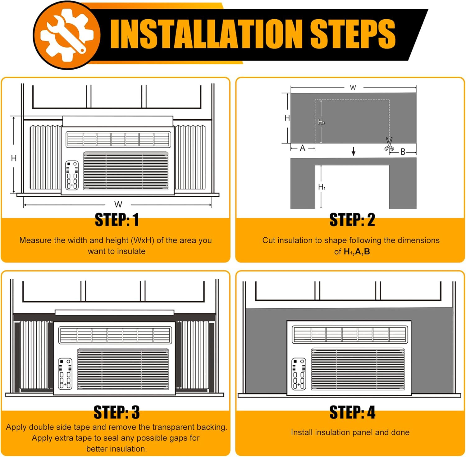 Window Air Conditioner Side Panels,Full Surround AC Foam Panel for Indoor Window