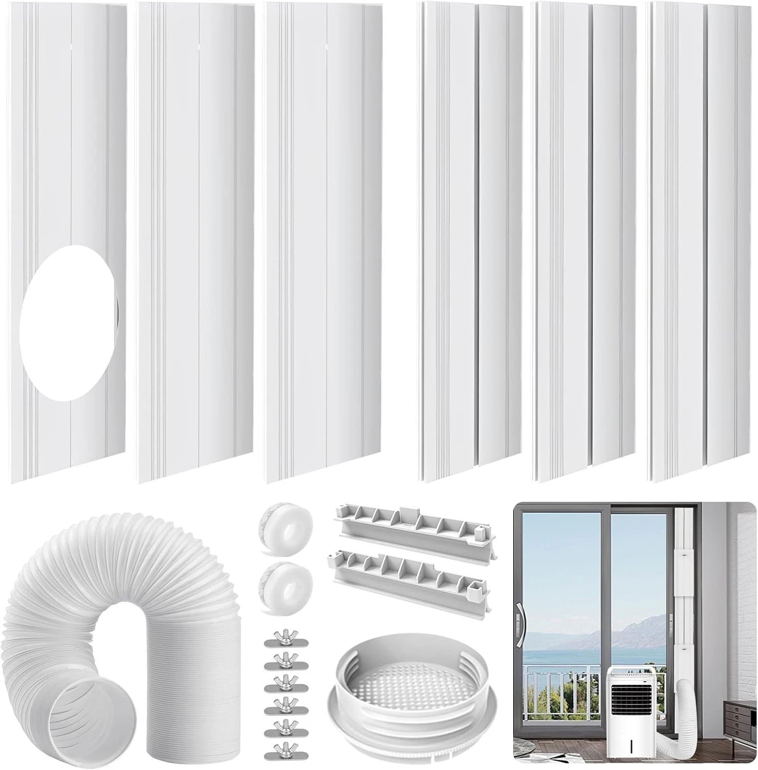 Portable Air Conditioner Sliding Door Vent Kit Adjustable Length up to 90 Inches