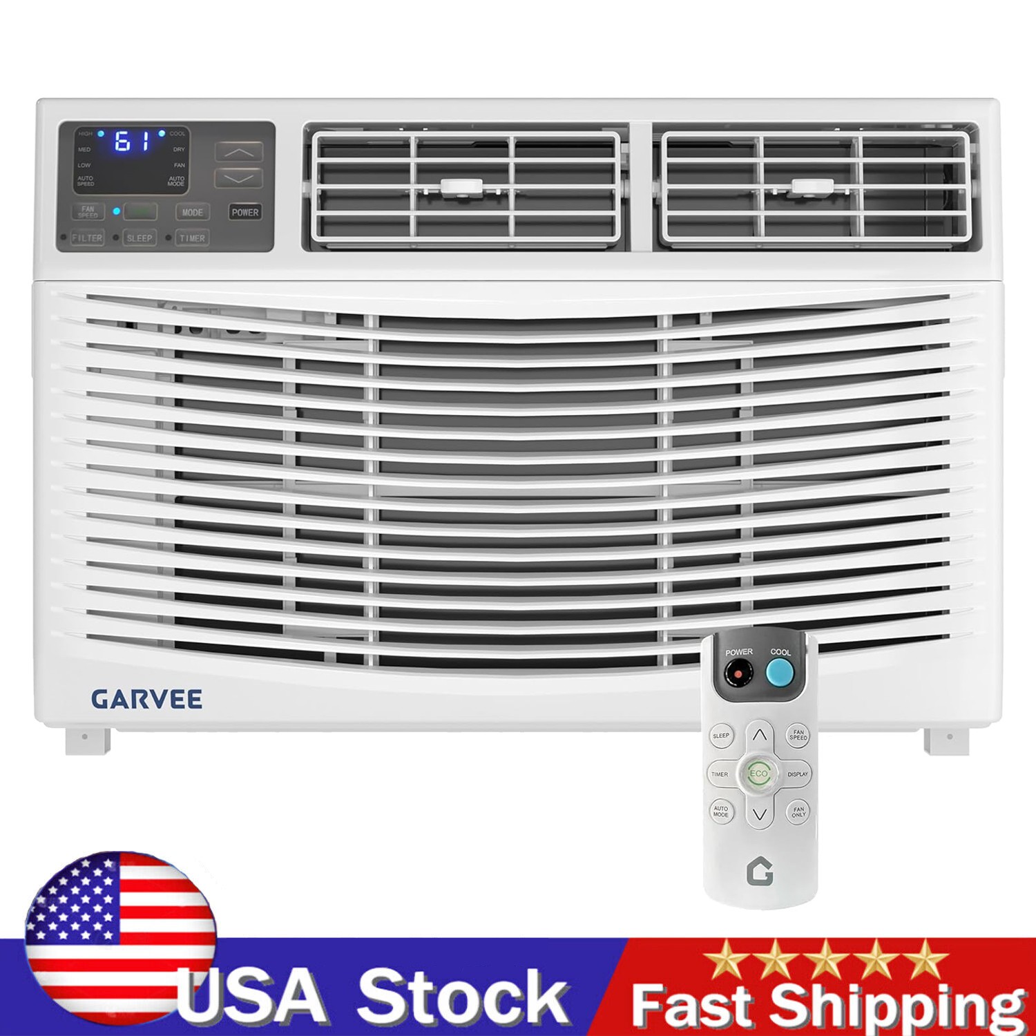 8000 BTU Window Air Conditioner Unit Remote Control Cools Rooms Up to 350 Sq.FT