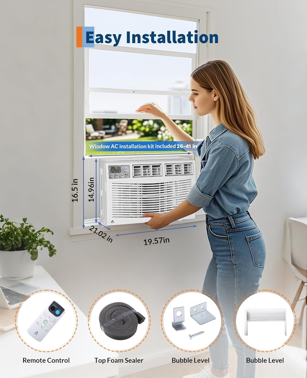 10,000 BTU 115V Window AC: Cools 450 Sq. Ft, Ideal for Bedrooms/Living Rooms