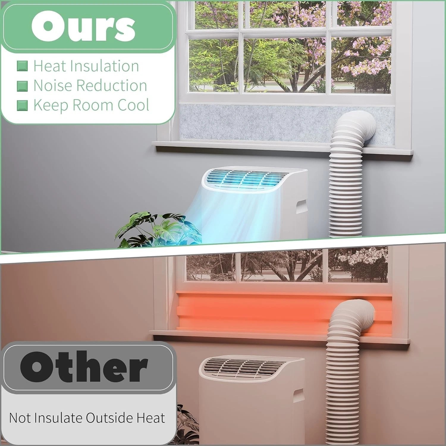 Portable Air Conditioner Window Vent Kit with Insulation Foam Panels, Adjusta…