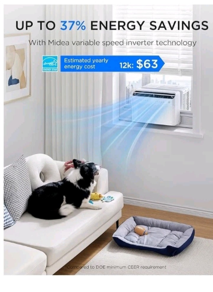 Midea 12000 BTU U Shape Window Air Conditioner Smart WiFi Inverter AC 550 Sq Ft