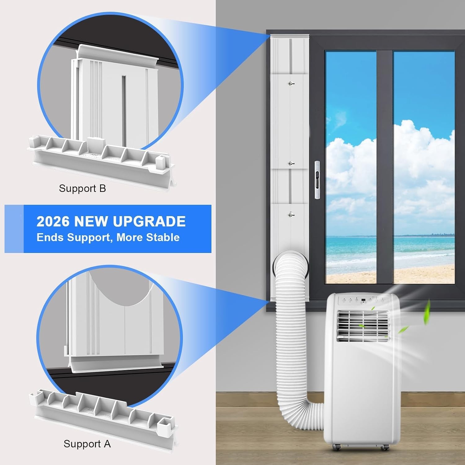 Portable Air Conditioner Window Vent Kit with 2-in-1 Coupler Fit for 5.0&Prime;/5.9…