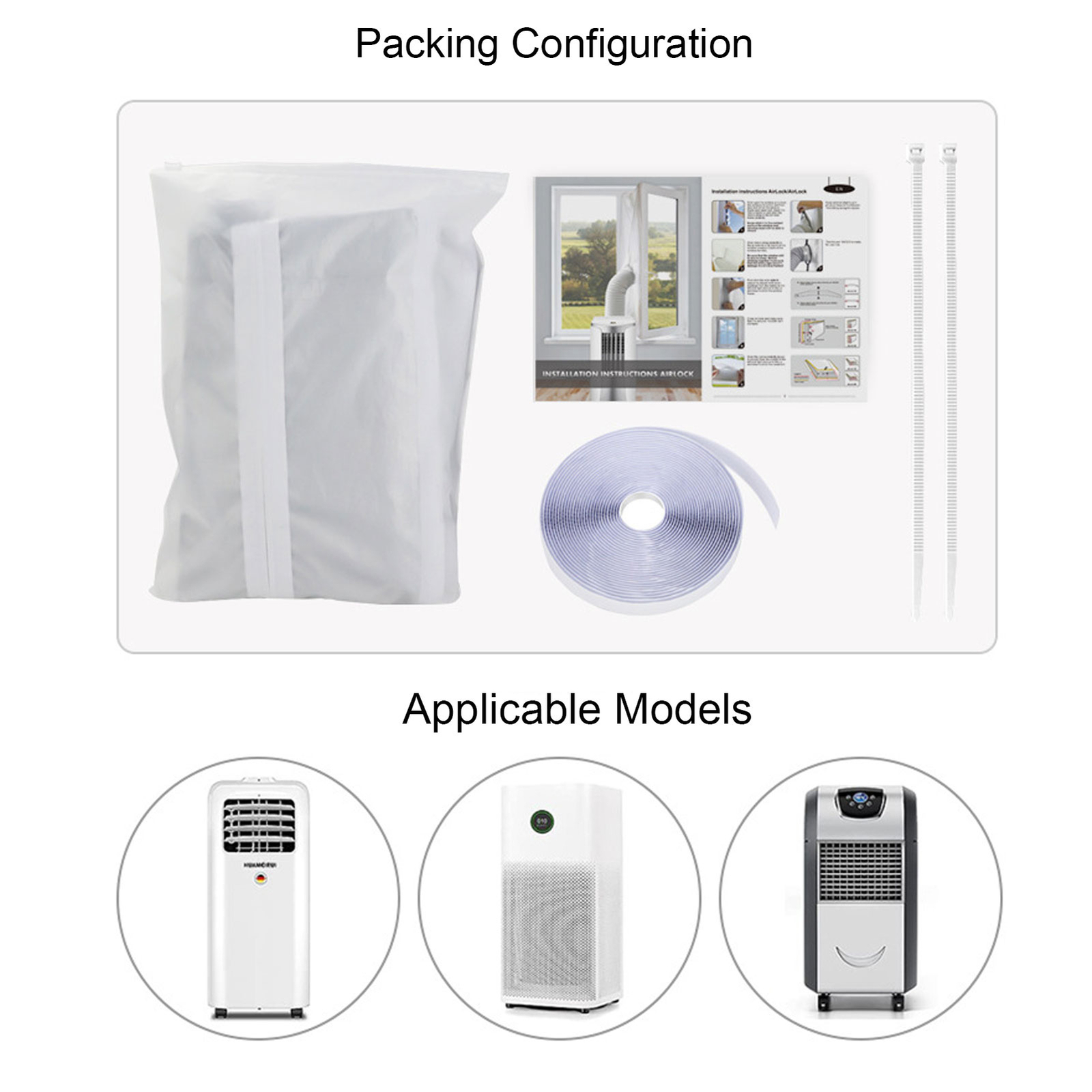 Air Conditioner Window Sealing Cloth Universal AC Window Frame Baffle Kit 9.8ft