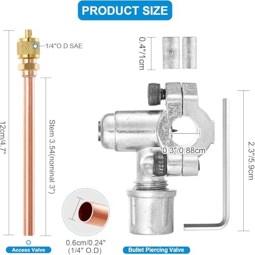 Service Access Valves Kit, 20PC Access Service Valve 1/4 » SAE x 1/4 » OD x