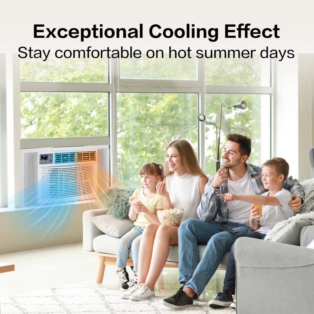 8,000 BTU Heat and Cool Window Air Conditioner w/ Wifi, Remote Control 350 sq.ft