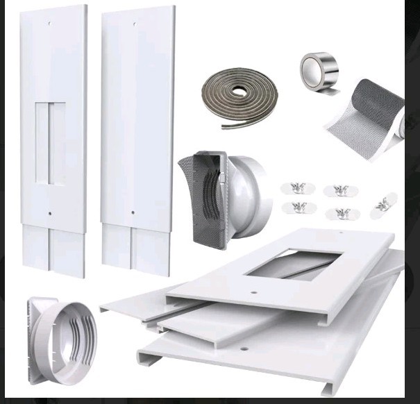 105&Prime; Sliding Door AC Vent Kit w 5.0  » / 5.9 Dual Hose Screen & Weather Stripping